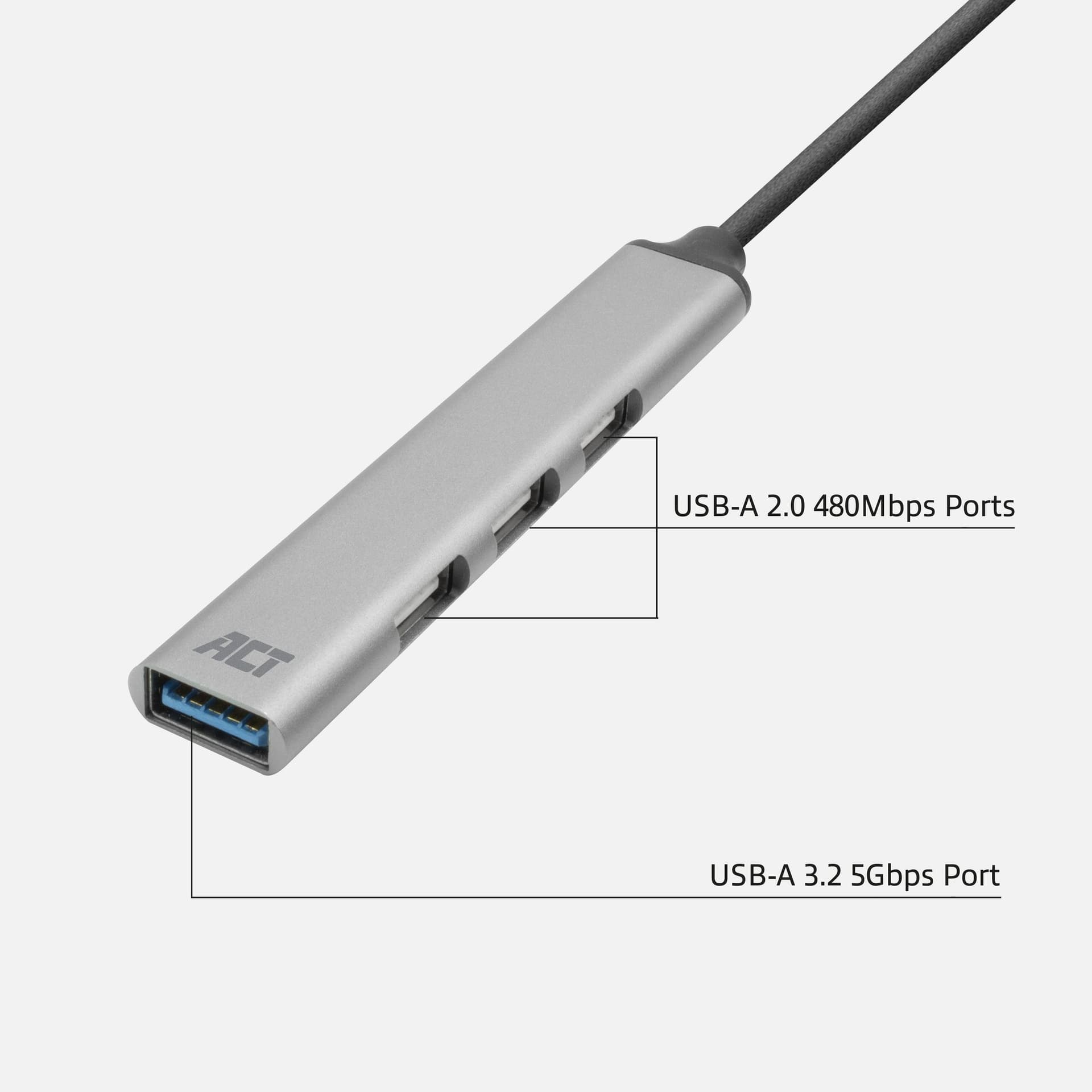 Hub ACT USB-C 3x USB-A 2.0 en 1x USB-A 3.0 3