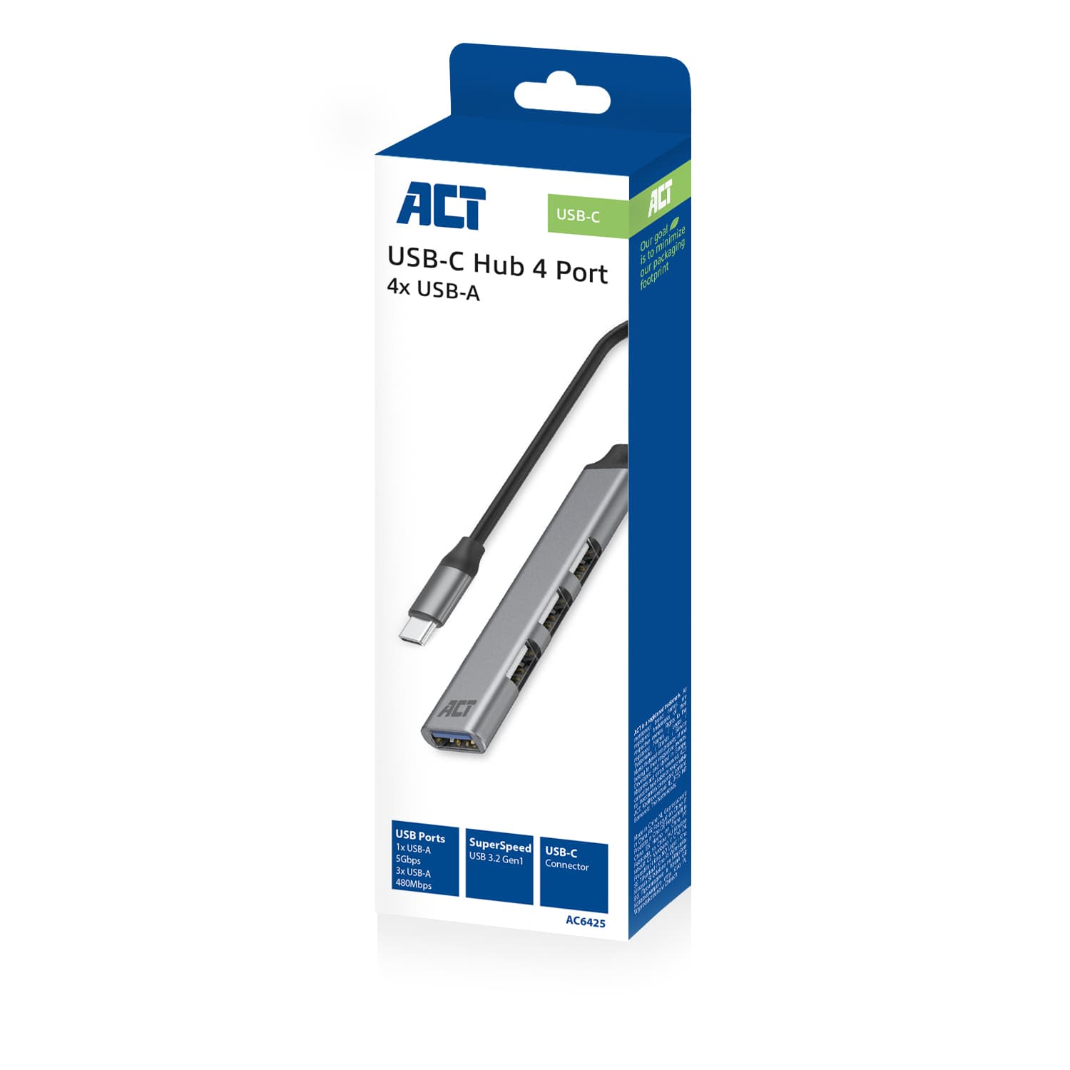 Hub ACT USB-C 3x USB-A 2.0 en 1x USB-A 3.0 7