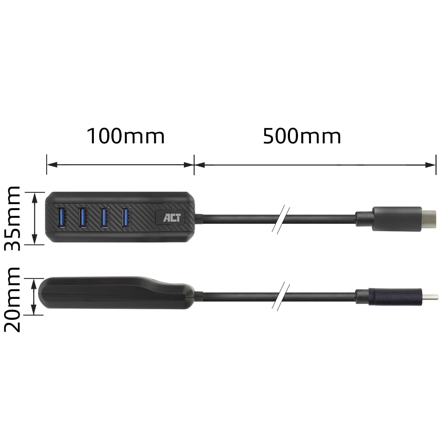 Hub ACT USB-C 3.0 4 poorts USB-A 6