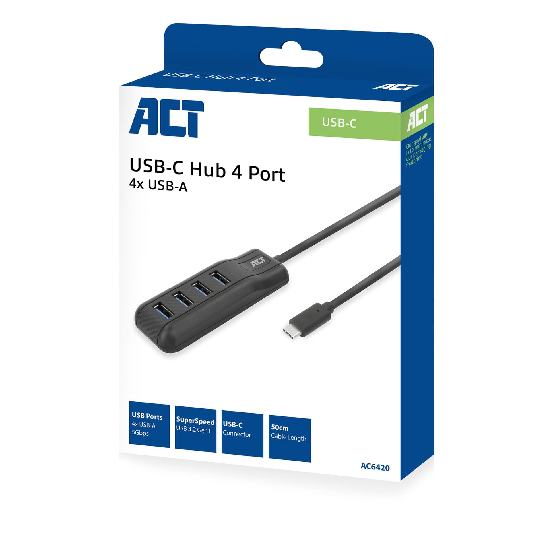 Hub ACT USB-C 3.0 4 poorts USB-A 7