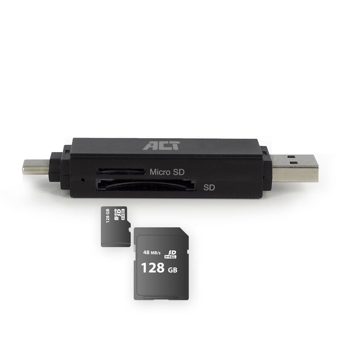Kaartlezer ACT USB-C/USB-A 3.0 4
