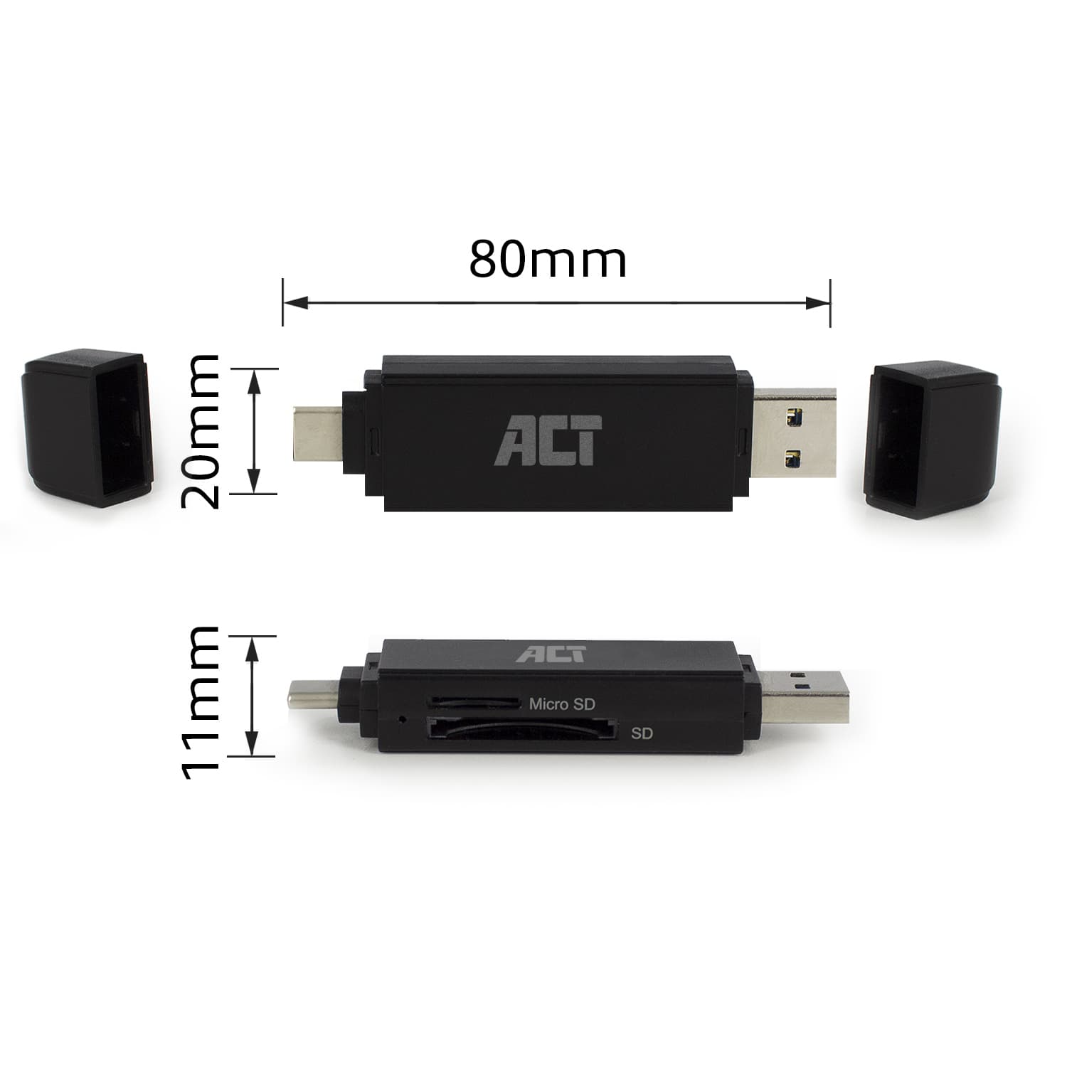 Kaartlezer ACT USB-C/USB-A 3.0 5
