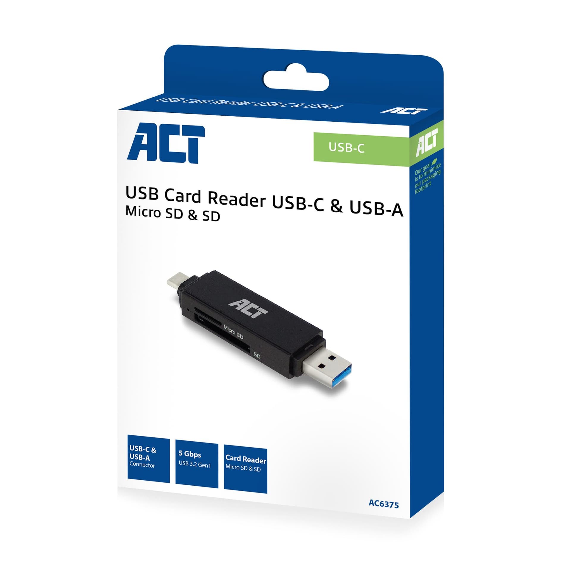 Kaartlezer ACT USB-C/USB-A 3.0 7