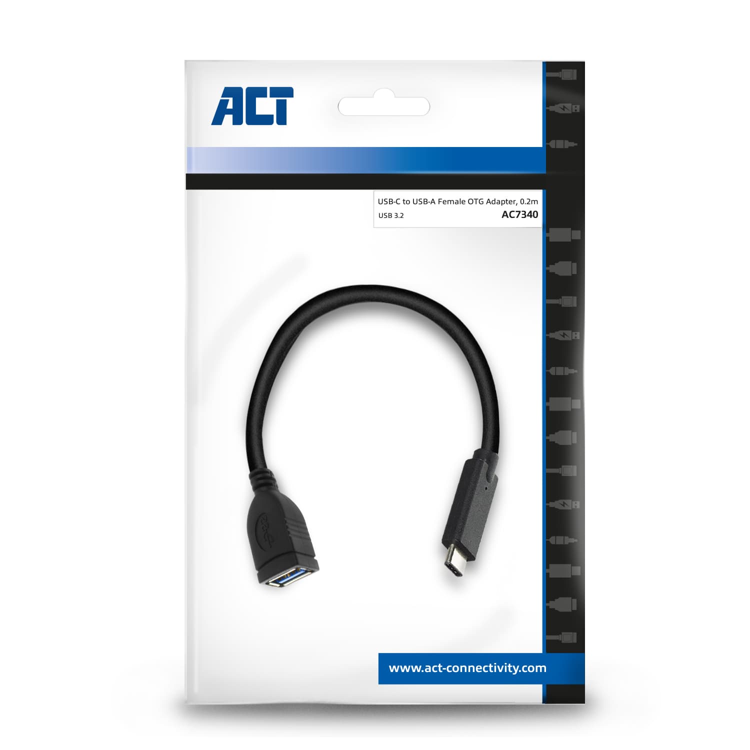 Kabel ACT USB 3.0 OTG USB-C male naar USB-A female 6