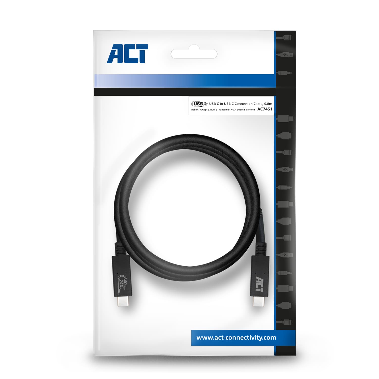 Kabel ACT USB4 40Gbps USB-C USB-IF 8