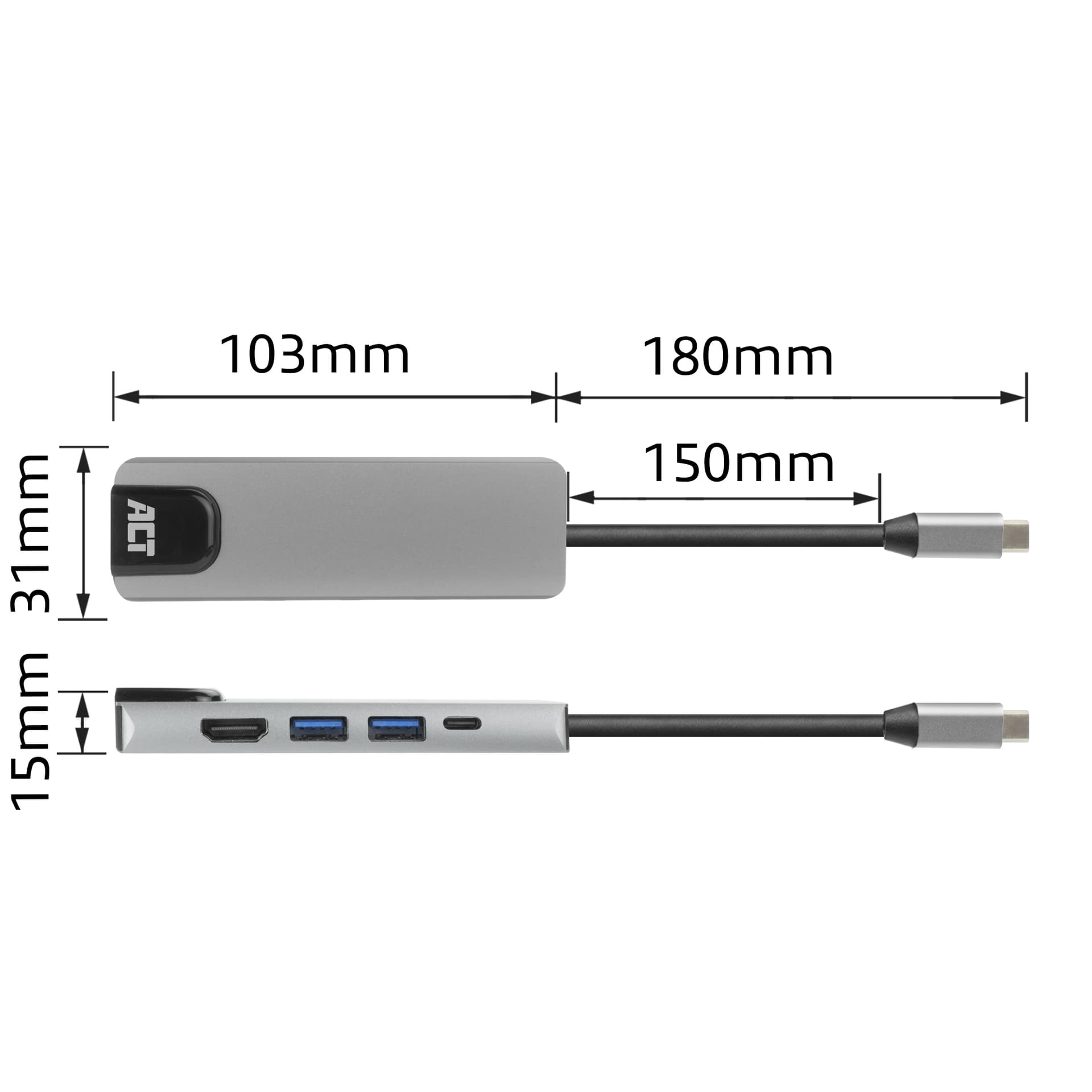 Dockingstation ACT USB-C 4K voor 1 HDMI monitor 6