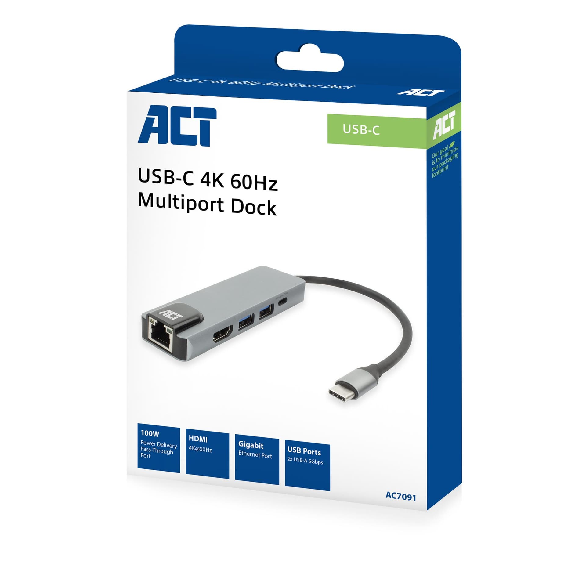 Dockingstation ACT USB-C 4K voor 1 HDMI monitor 7