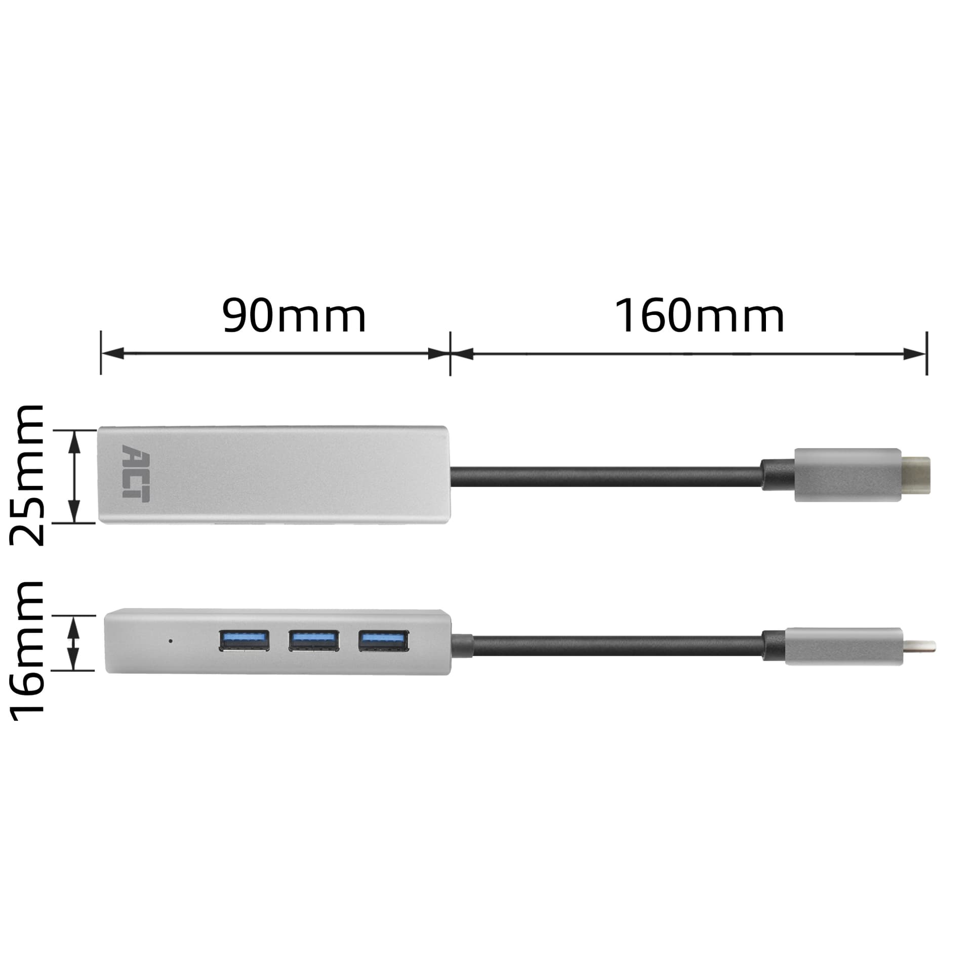 Hub ACT USB-C 3.0 3x USB-A Gigabit ethernet 6