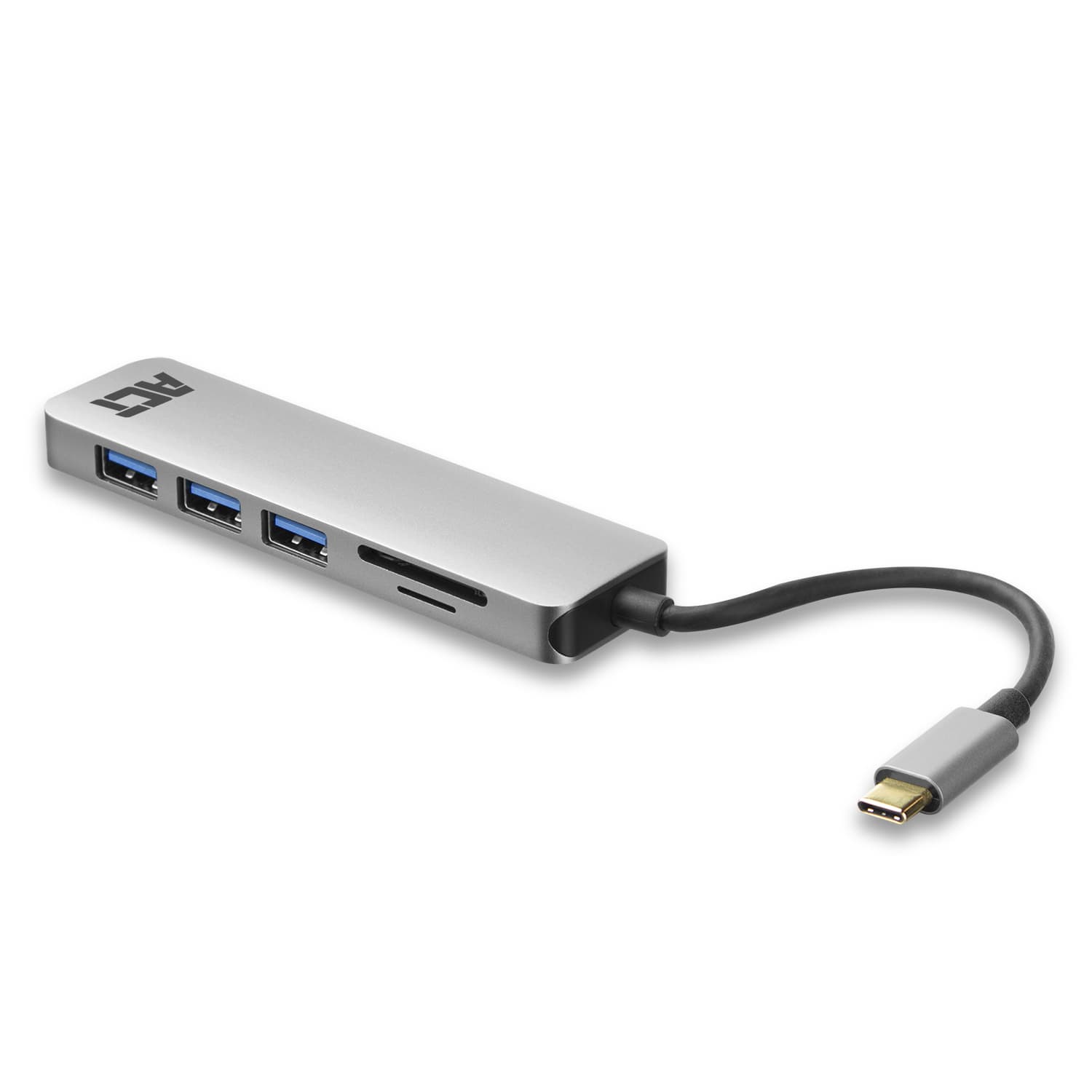 Hub ACT USB-C 3.0, 3x USB-A cardreader PD p-through 6