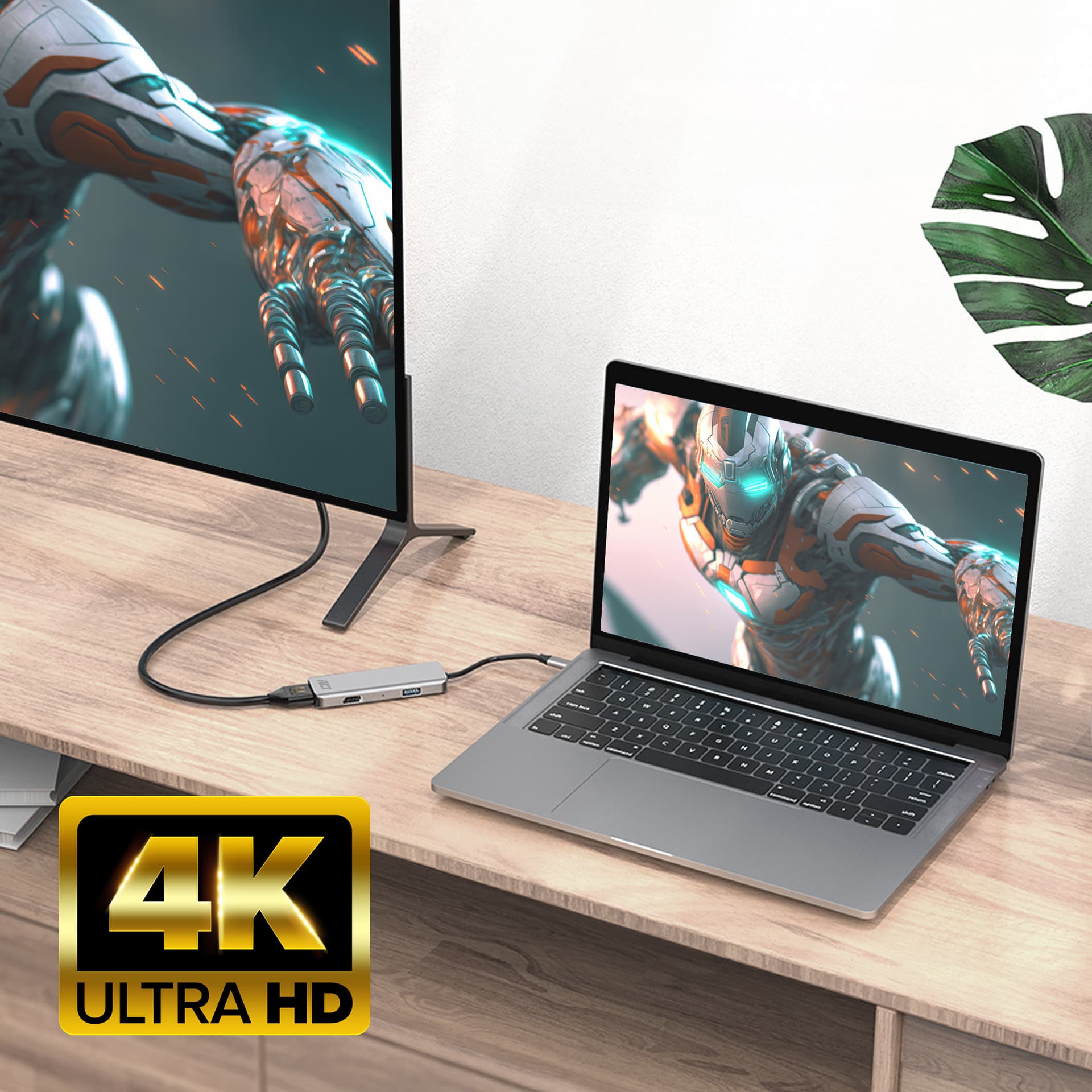 Adapter ACT USB-C 4K multiport voor 2 HDMI monitoren 7
