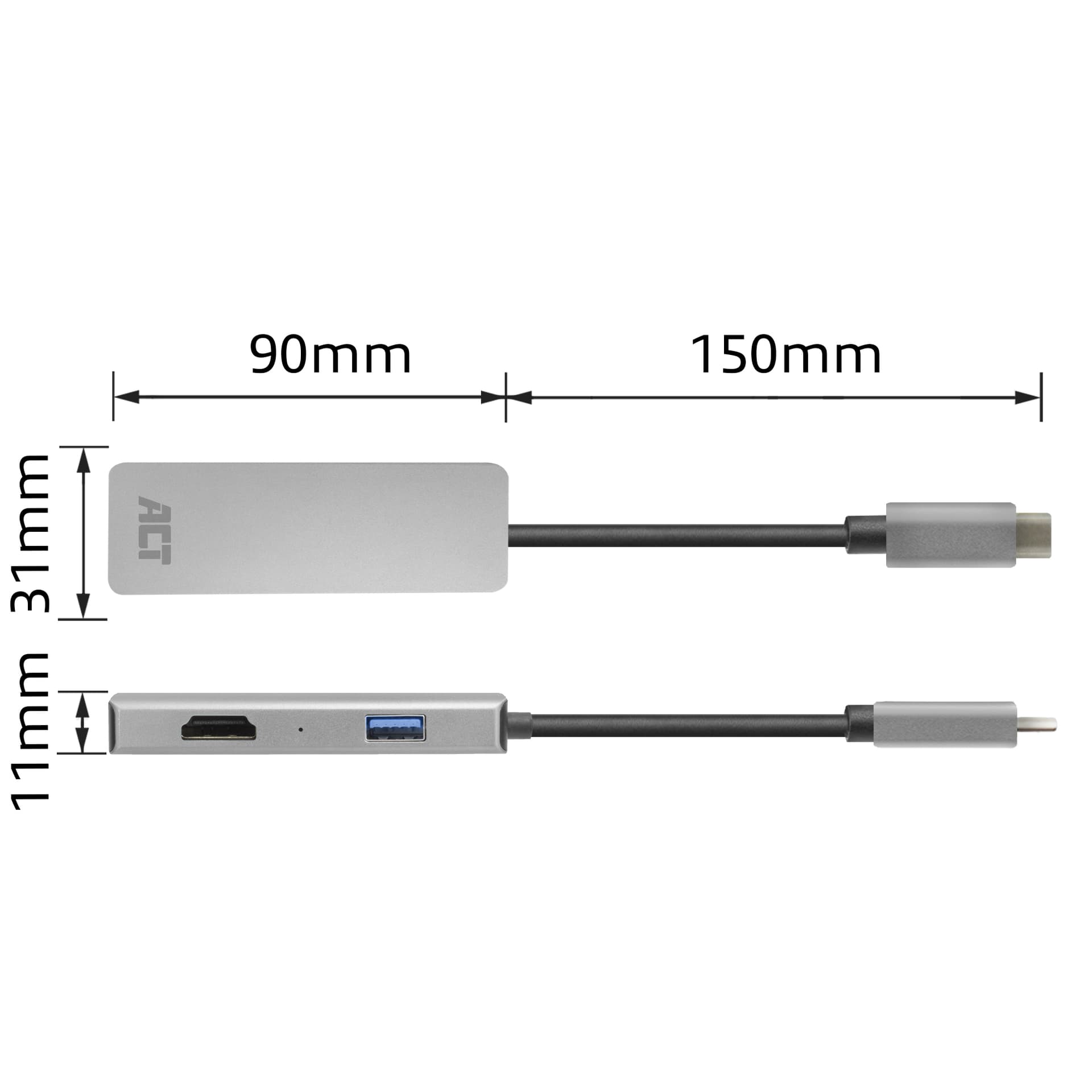 Adapter ACT USB-C 4K multiport voor 2 HDMI monitoren 8