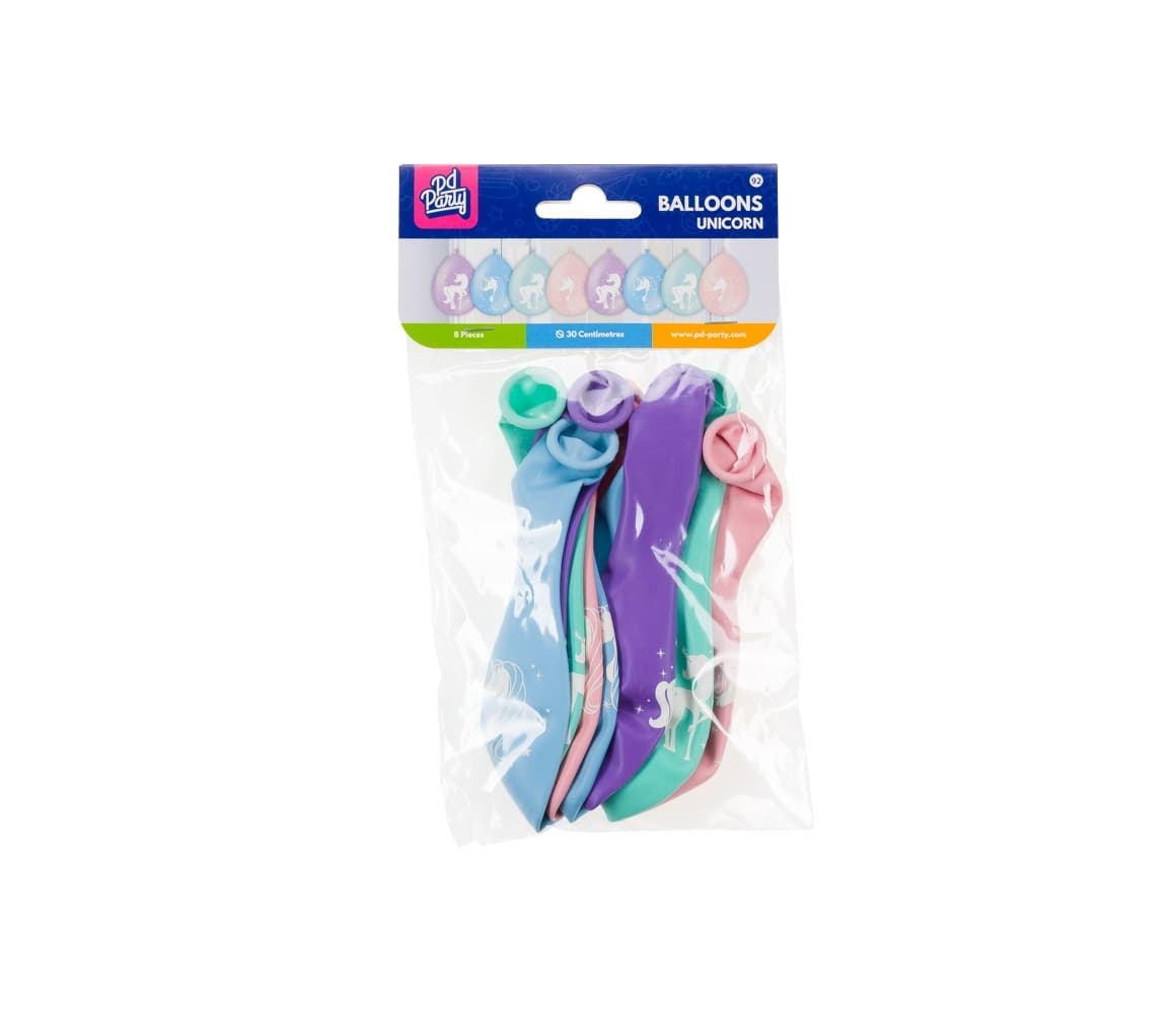 Ballonen Unicorn 30 cm 8 stuks pastel 2