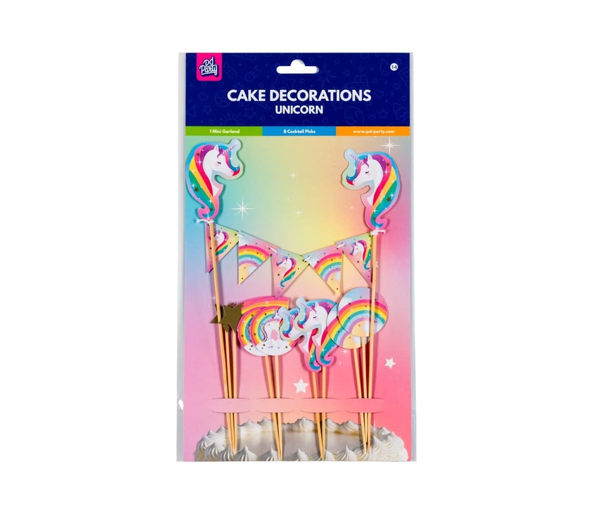Cake decoratie Unicorn 9 stuks 2