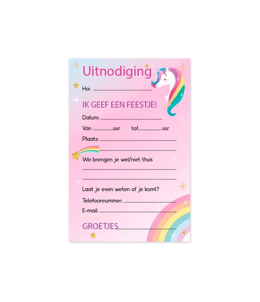 Uitnodigingskaarten Unicorn 2