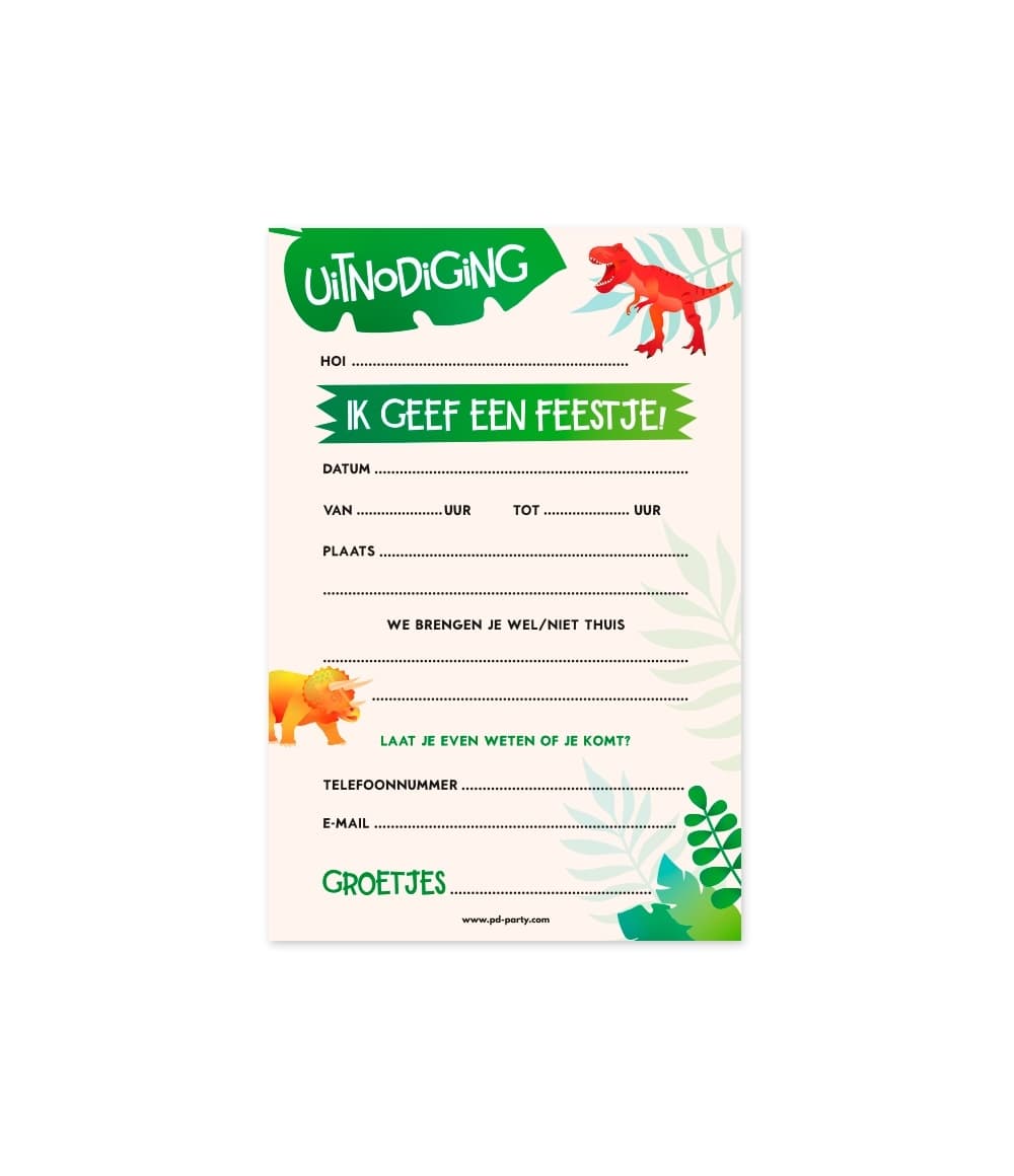 Uitnodigingskaarten Dino 2