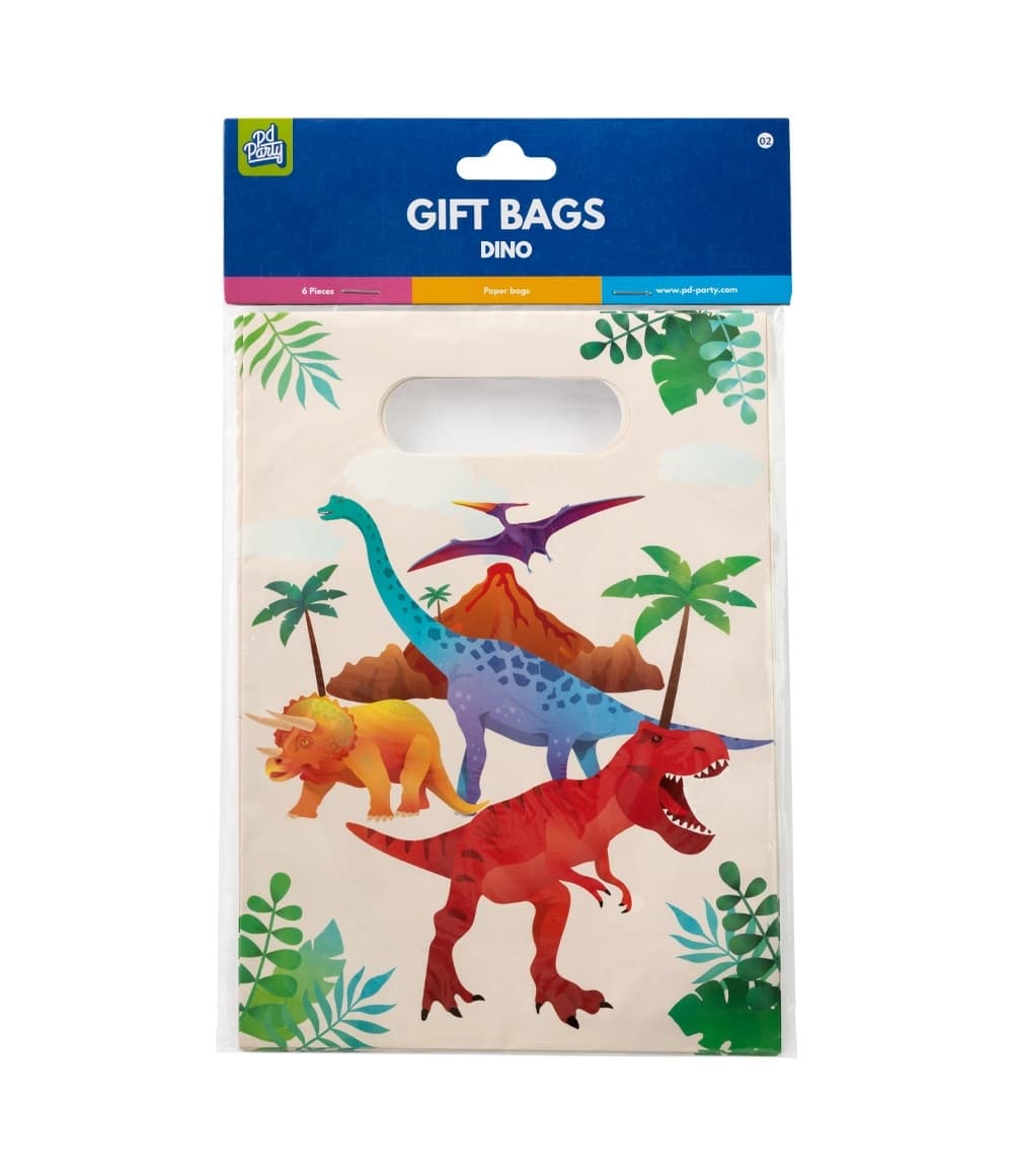 Cadeau tasjes Dino papier 23x16,5cm 6 stuks 2