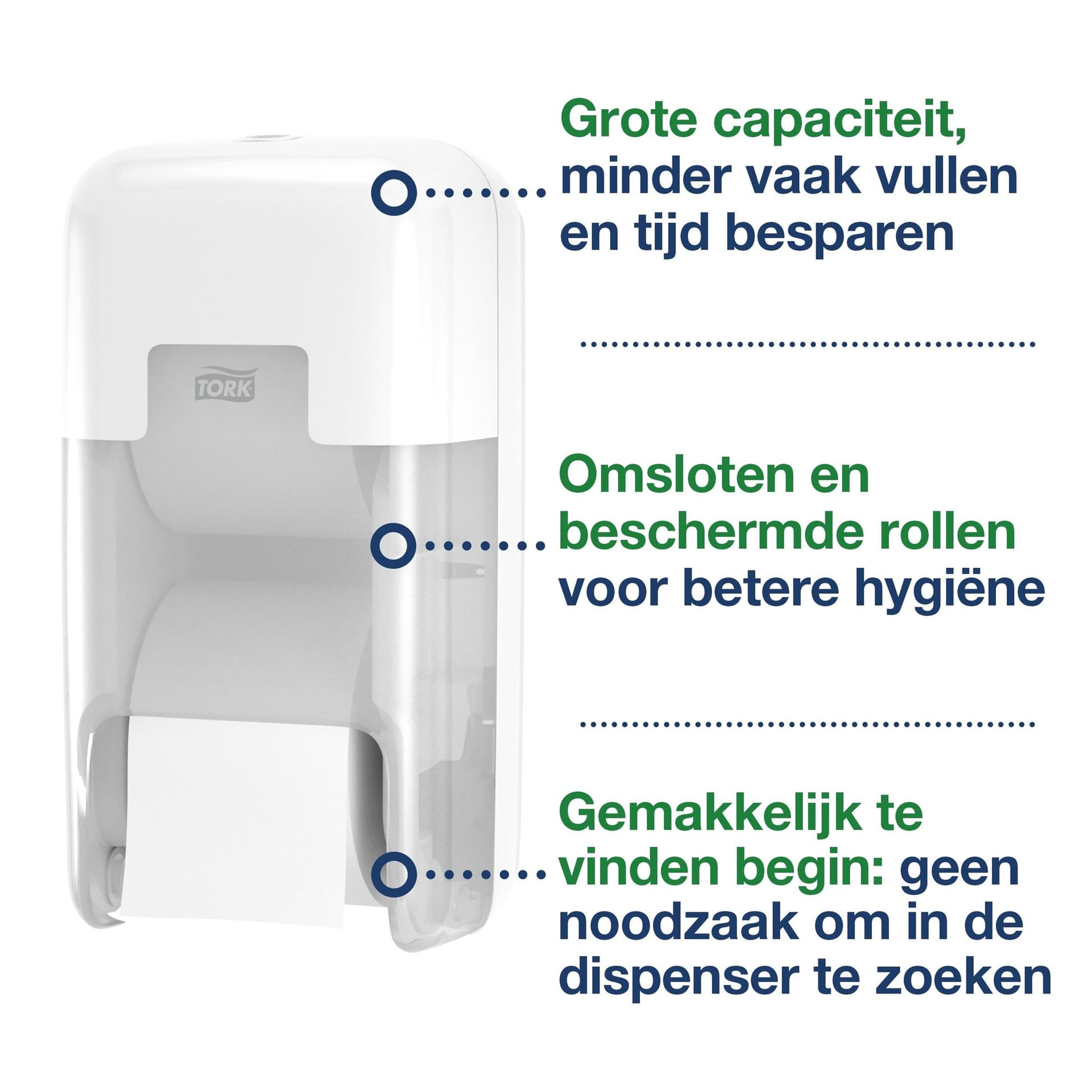 Toiletpapierdispenser Tork T7 Elevation OptiServe Coreless medium verticaal duo wit 558040 2