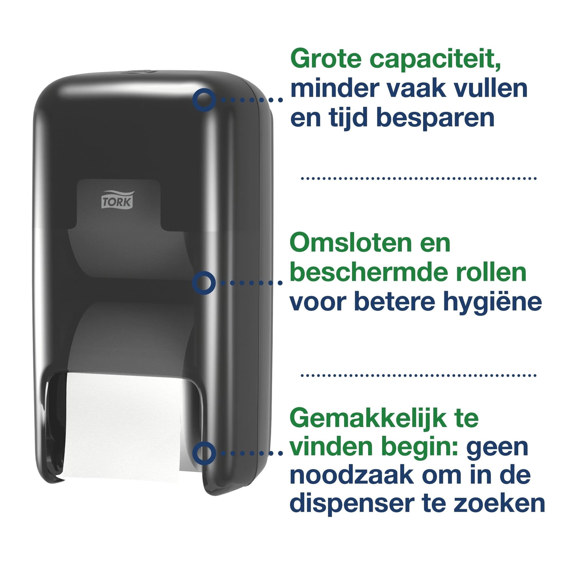 Toiletpapierdispenser Tork T7 Elevation OptiServe Coreless medium verticaal duo zwart 558042 2