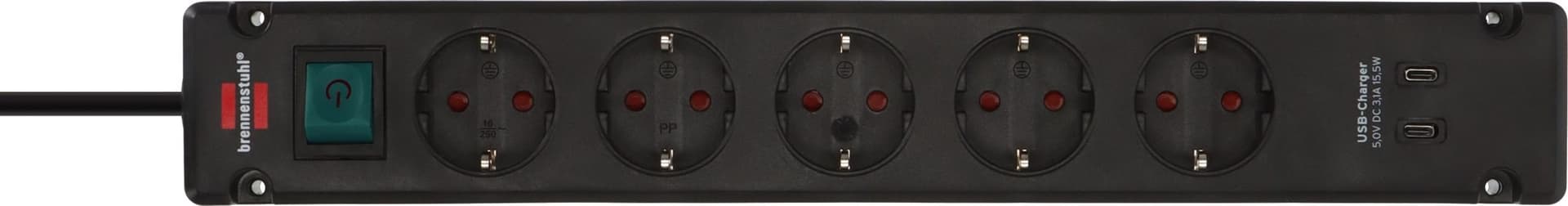 Stekkerdoos Brennenstuhl Bremounta 5vdig incl 2 USB C 3 meter zwart 4