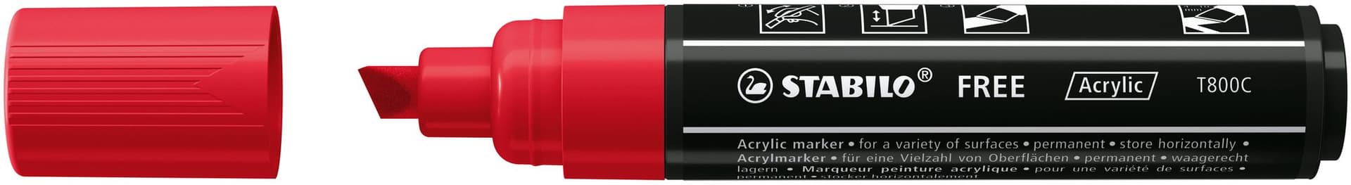 Acrylmarker STABILO  Free Acrylic T800C karmijnrood