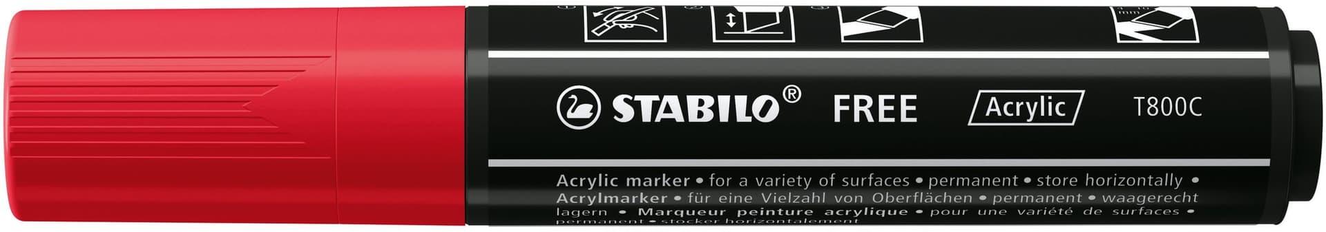 Acrylmarker STABILO  Free Acrylic T800C karmijnrood 2