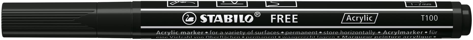 Acrylmarker STABILO  Free Acrylic T100 zwart 2