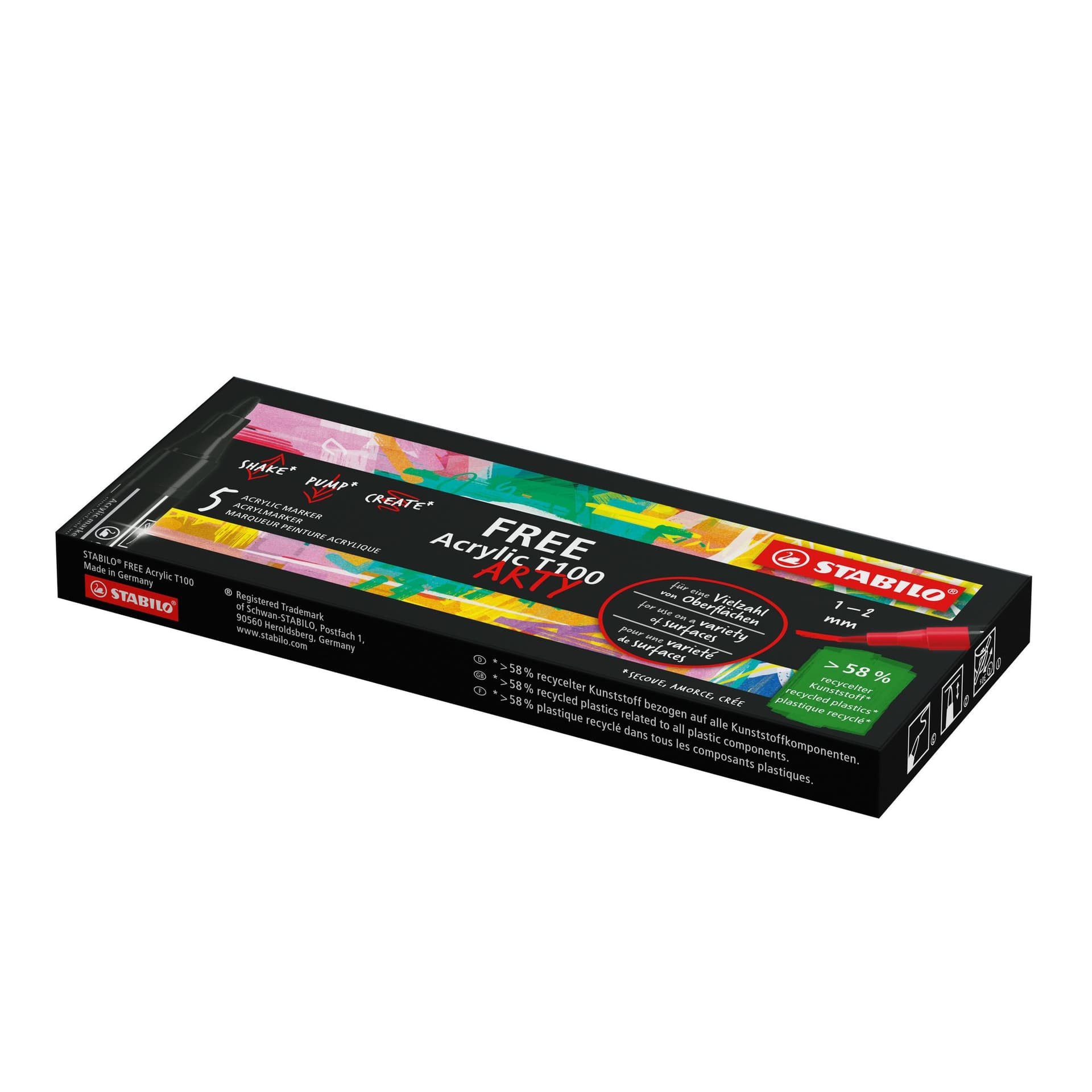 Acrylmarker STABILO  Free Acrylic T100 zwart 3