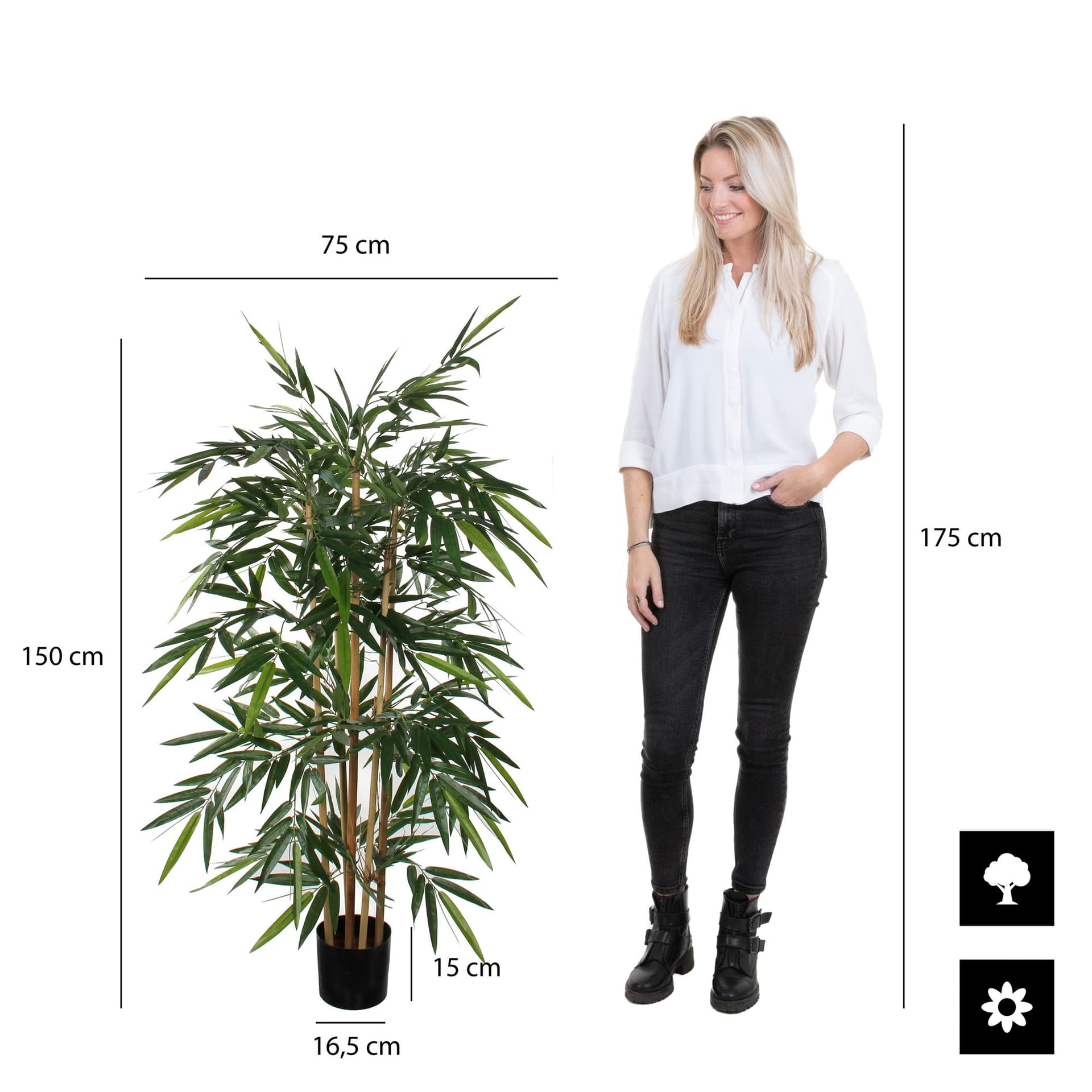 Kunstplant Mica Bamboe in plastic pot 150x75cm 5