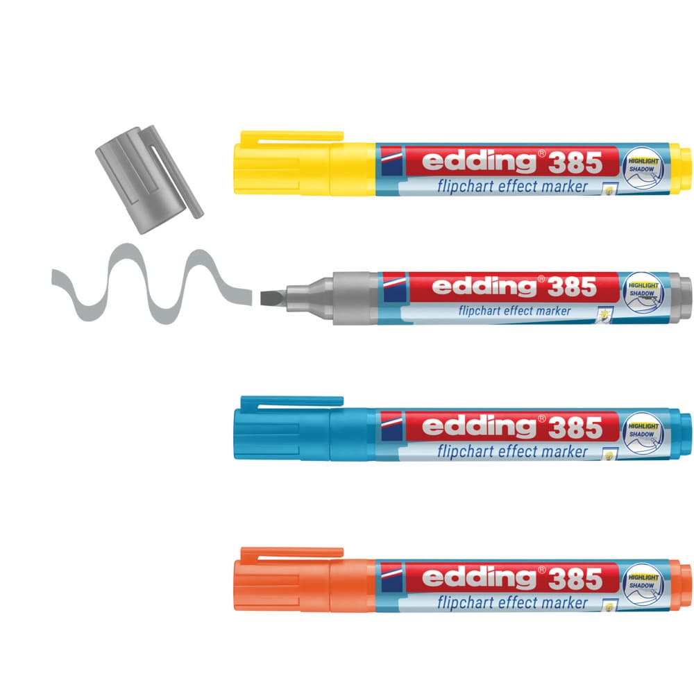 Viltstift edding 385 flipover penseelpunt assorti 4 stuks 2