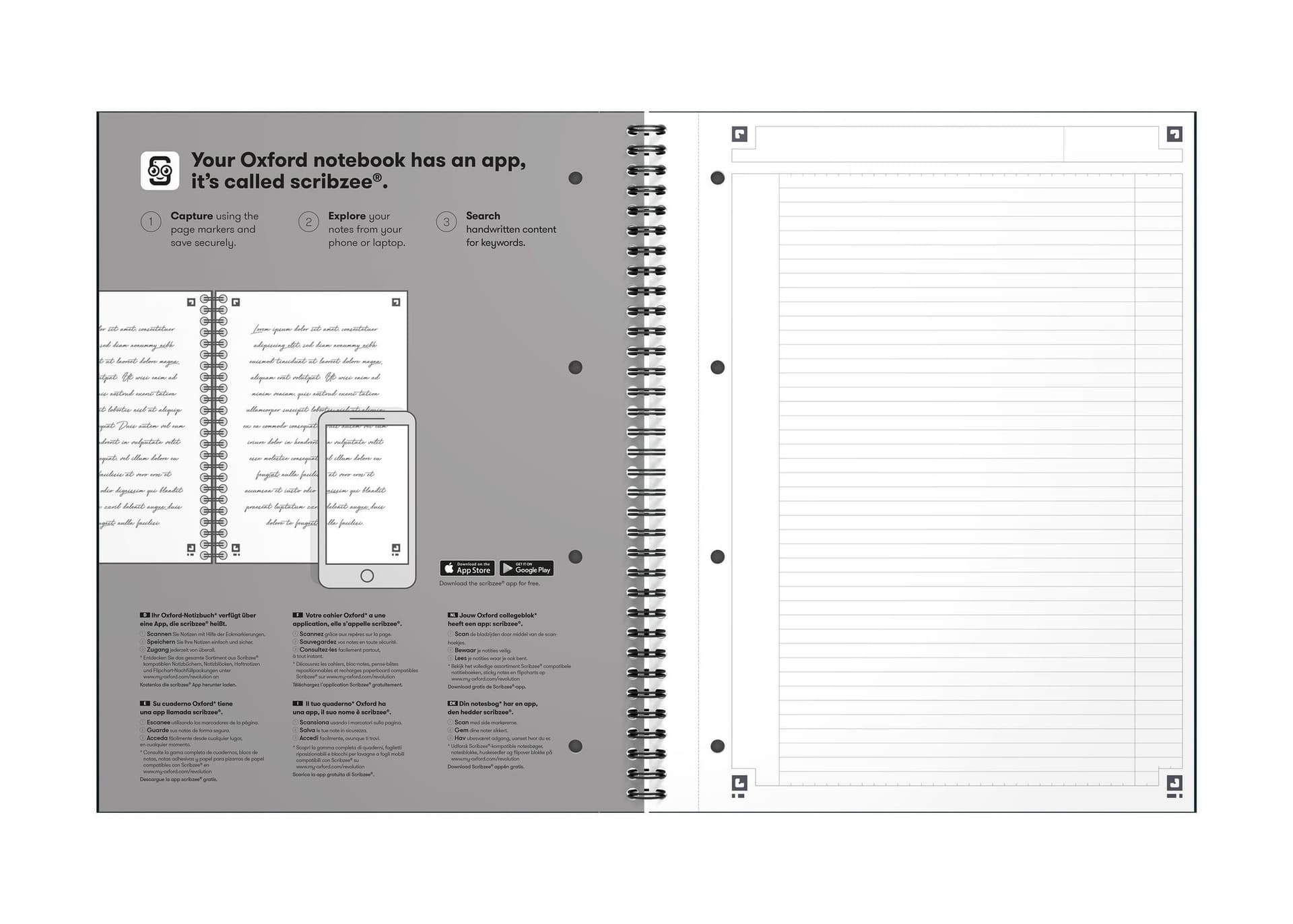 Spiraalblok Oxford International Notebook A4+ lijn 160 pagina's zwart 5