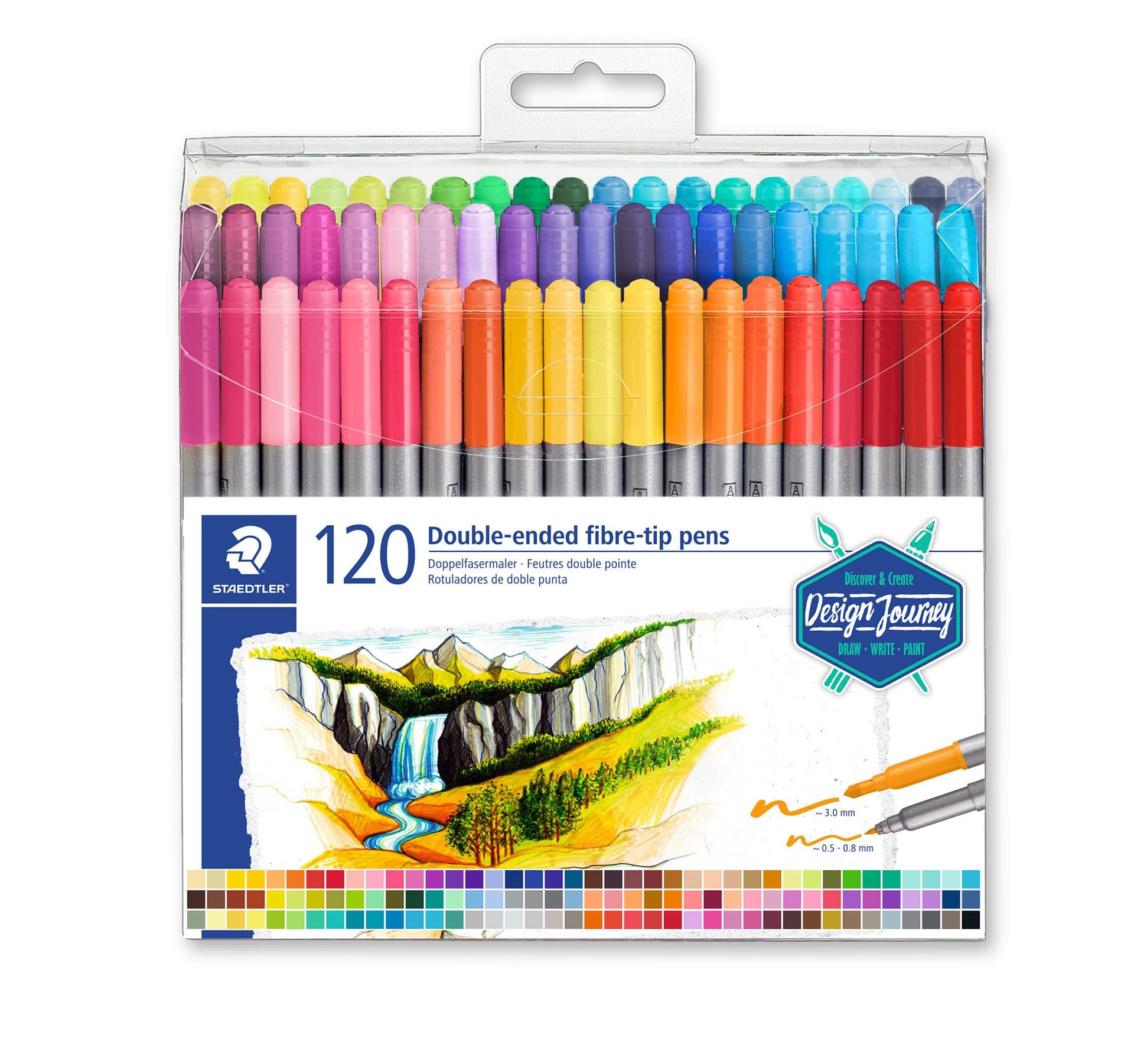 Kleurstift Staedtler 3200 dubbele punt fijn en ultrafijn assorti 120st