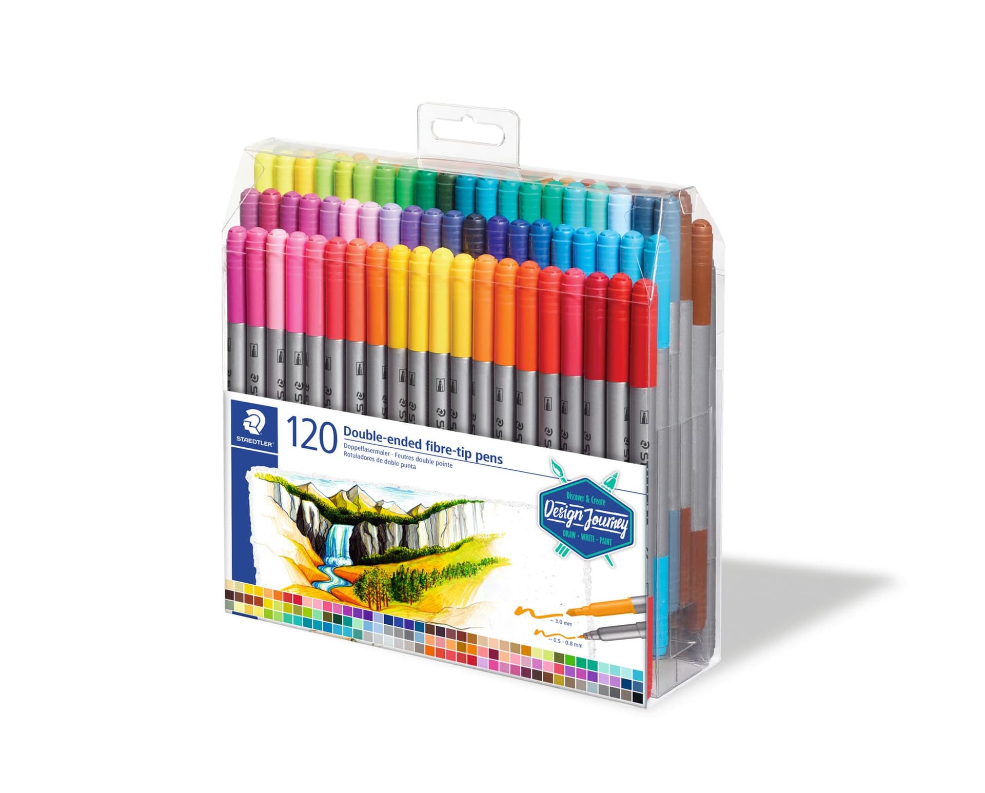 Kleurstift Staedtler 3200 dubbele punt fijn en ultrafijn assorti 120st 2