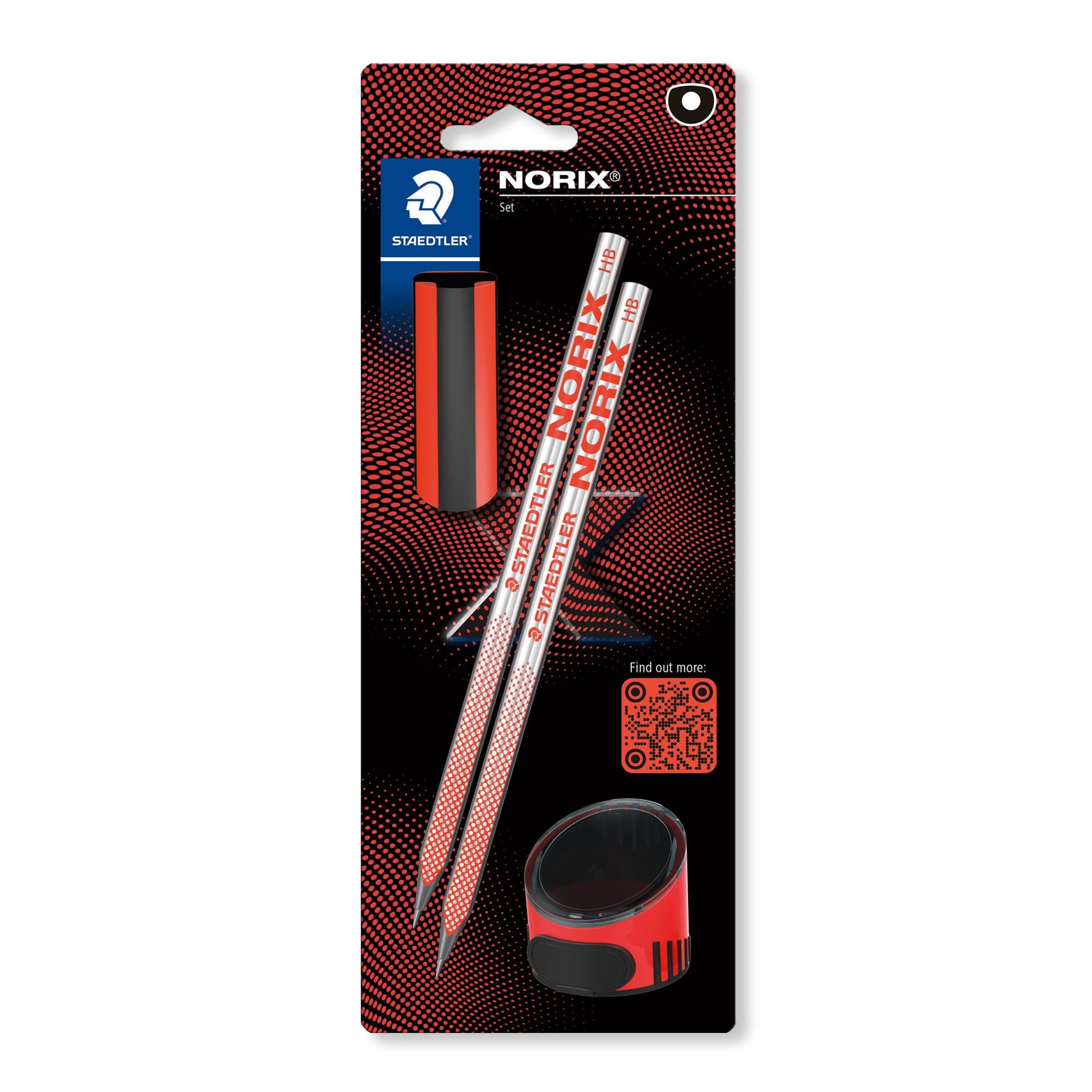 Potlood Staedtler Norix HB zwart-koraal blister à 2 stuks