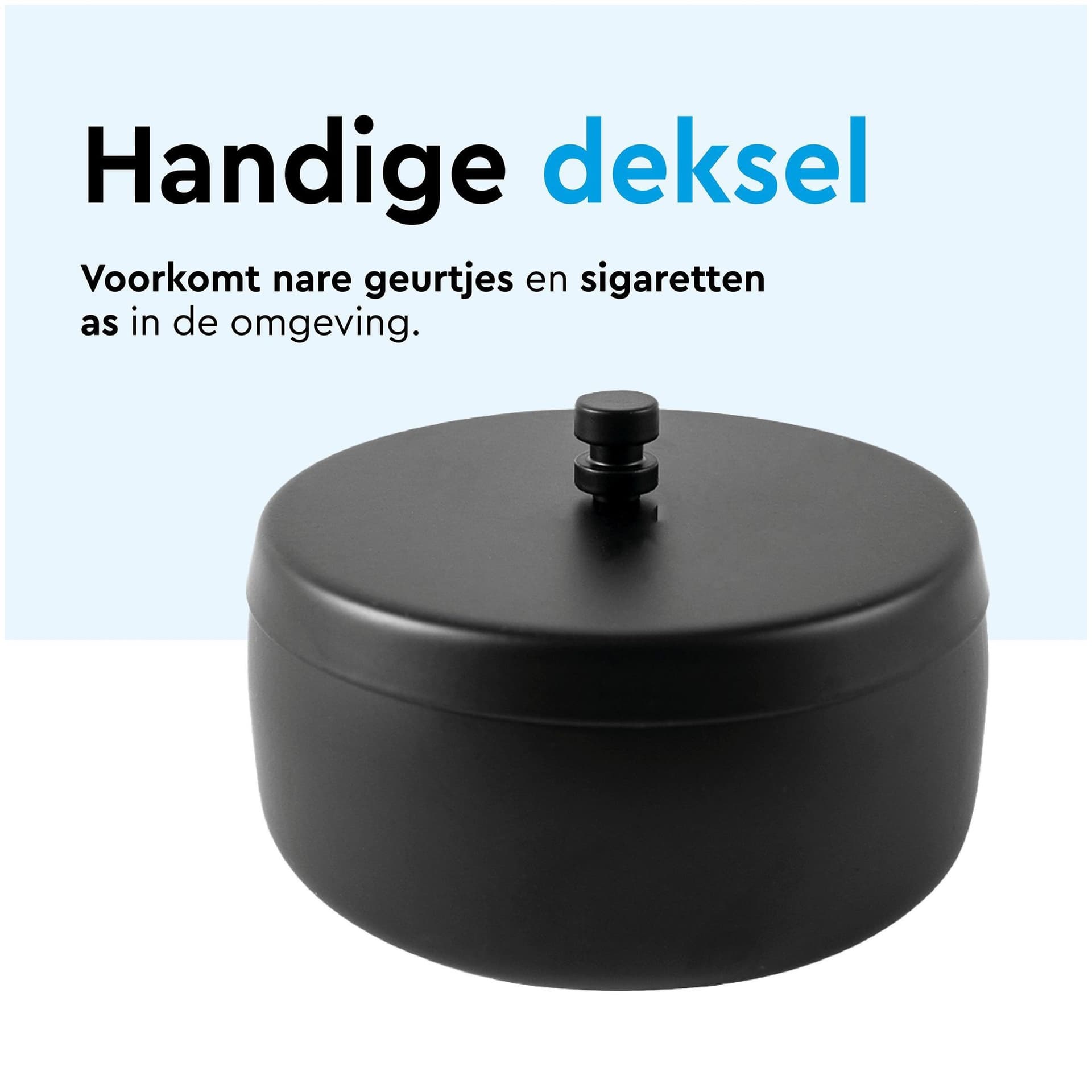 Asbak BRASQ tafelmodel 1 liter met deksel AT700 zwart 5
