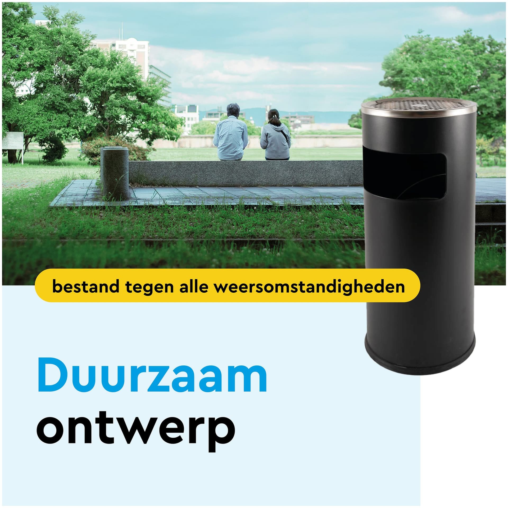 Afvalbak met asbak BRASQ 11 liter AT500 zwart 3
