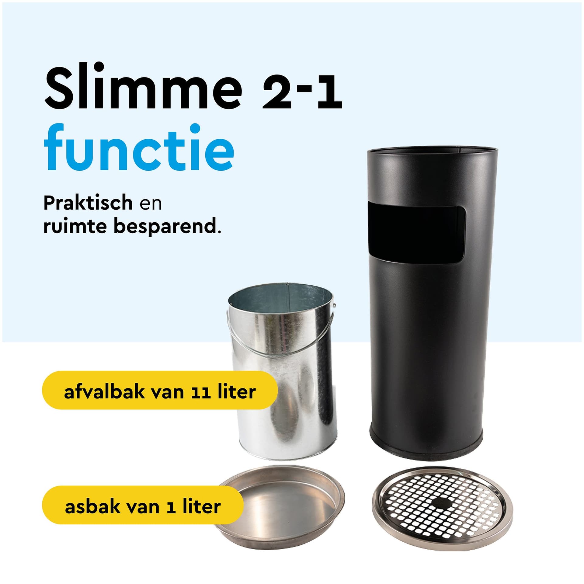 Afvalbak met asbak BRASQ 11 liter AT500 zwart 5