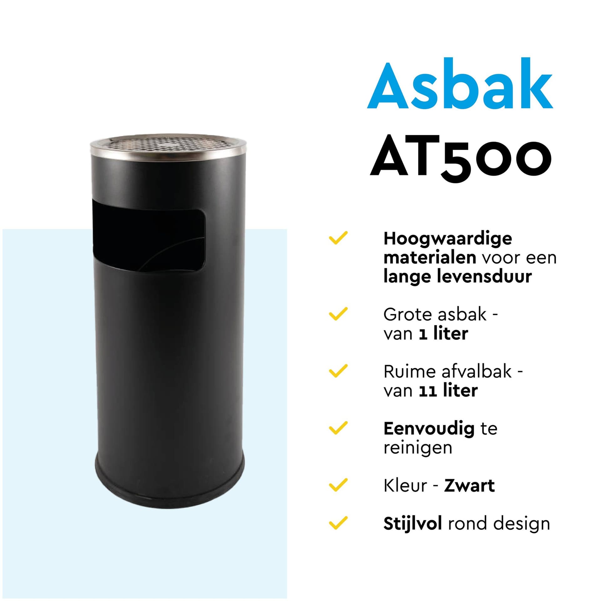 Afvalbak met asbak BRASQ 11 liter AT500 zwart 6