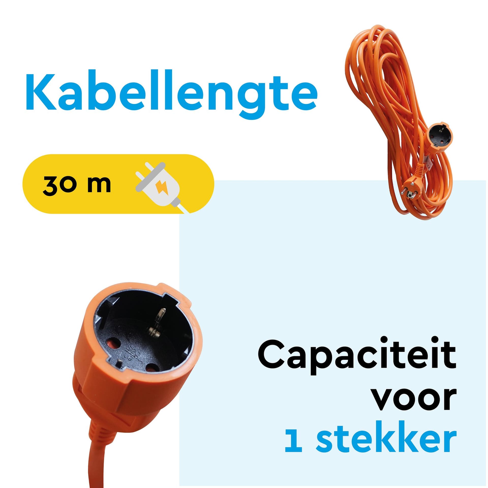 Verlengkabel BRASQ 30m oranje 2