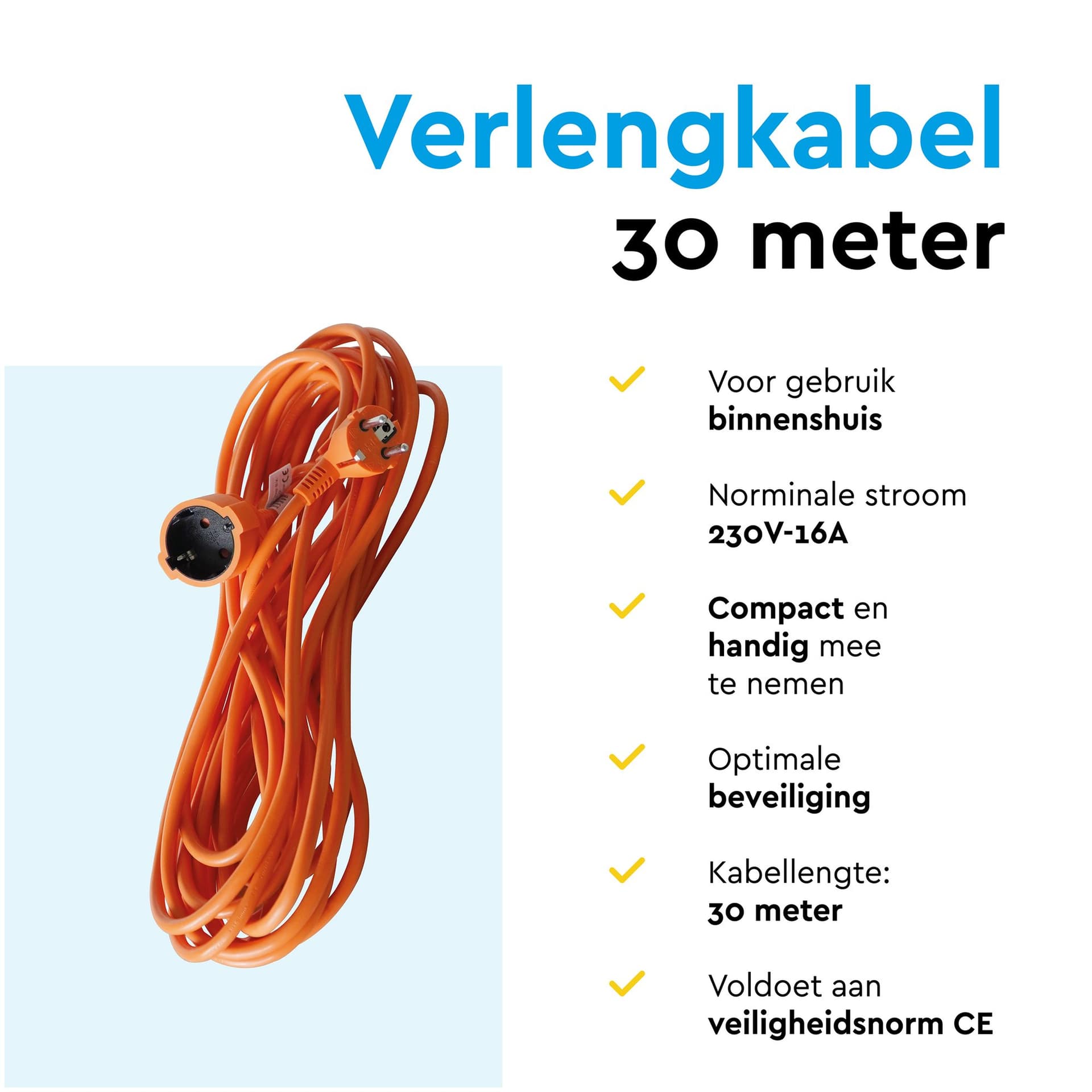 Verlengkabel BRASQ 30m oranje 4