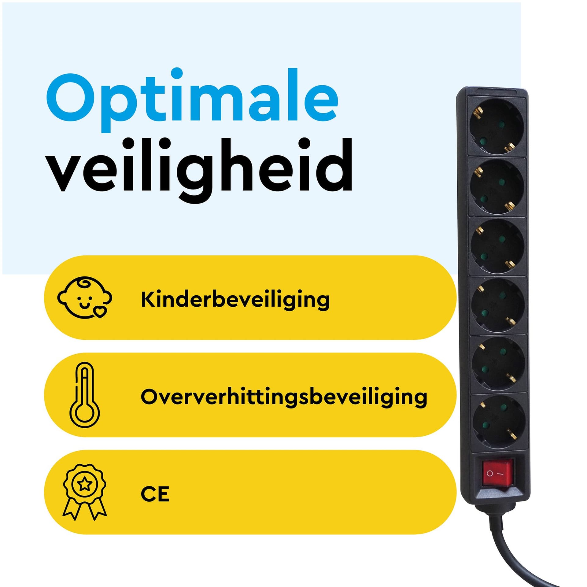 Stekkerdoos BRASQ 6 voudig 5 meter zwart 6