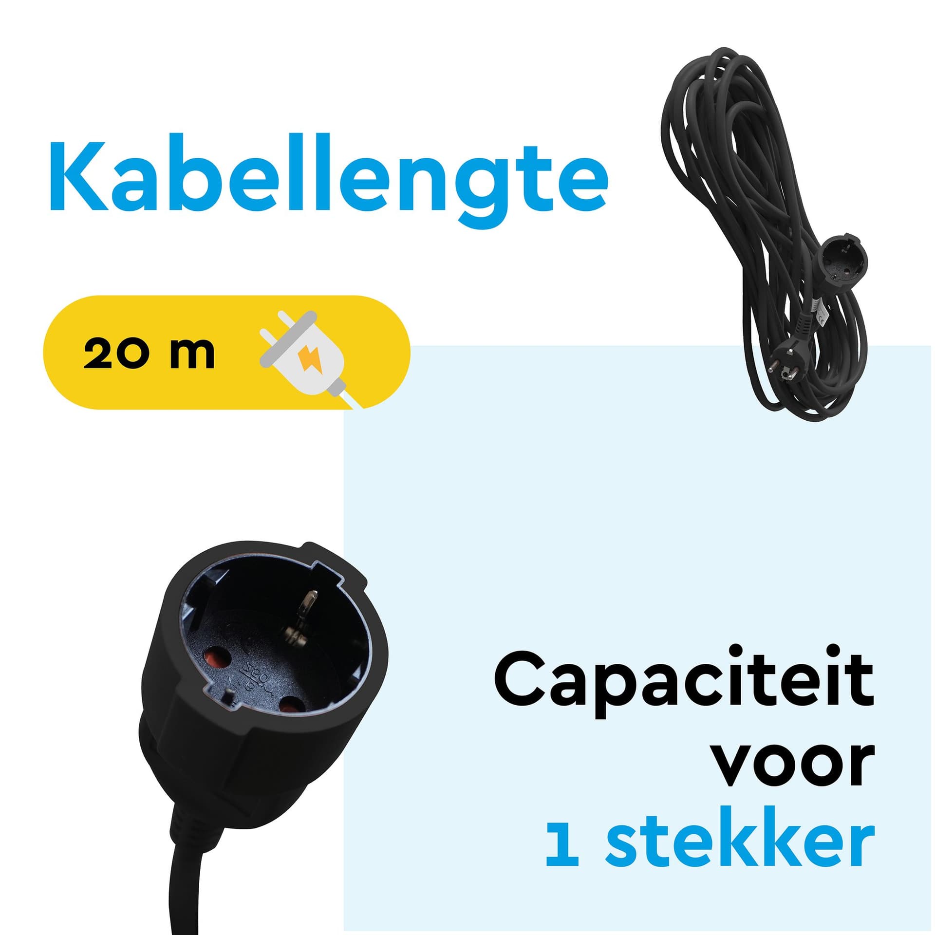 Verlengkabel BRASQ 20m zwart 2