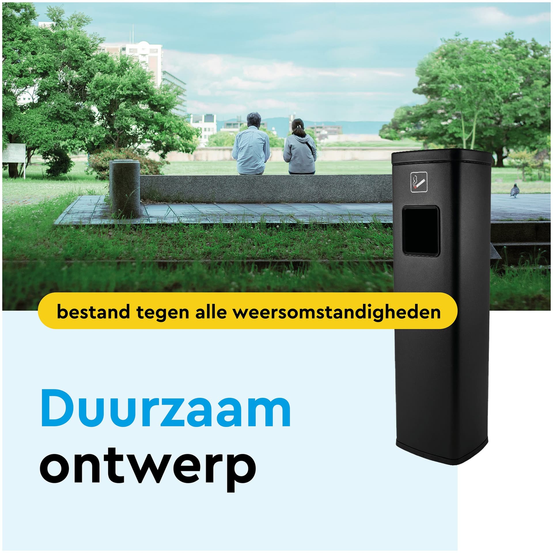 Afvalbak met asbak BRASQ 20 liter AT400 zwart 2