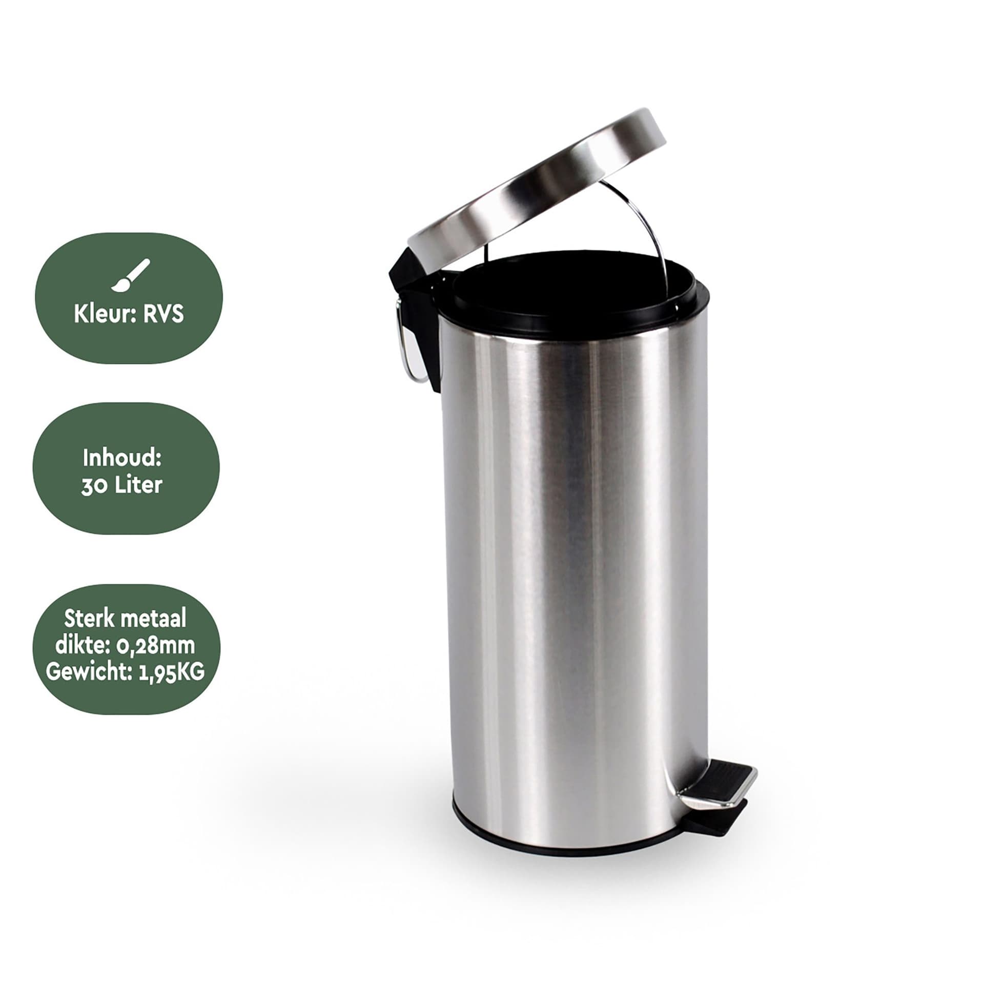 Pedaalemmer BRASQ 30 liter rvs 3