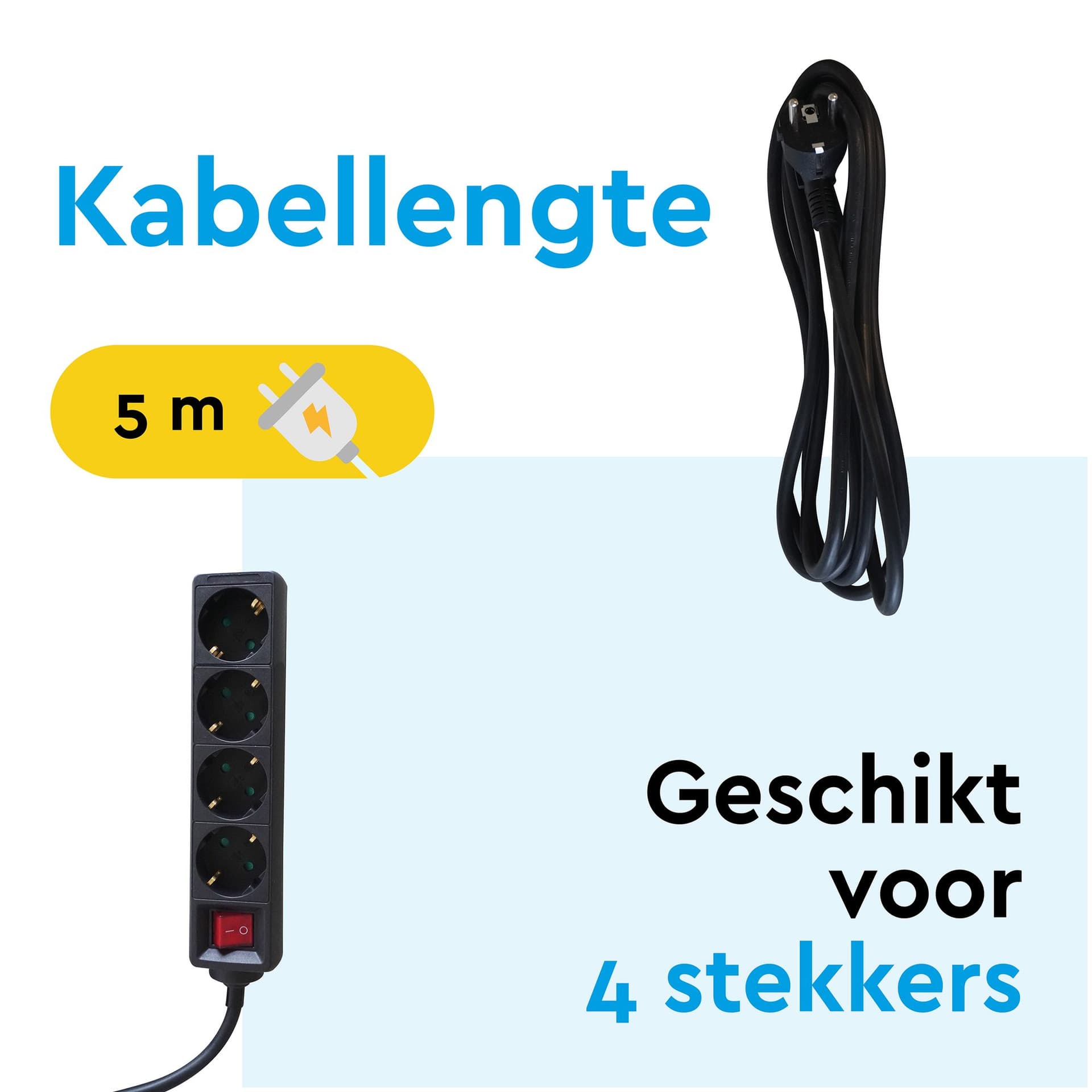 Stekkerdoos BRASQ 4 voudig 5 meter zwart 3