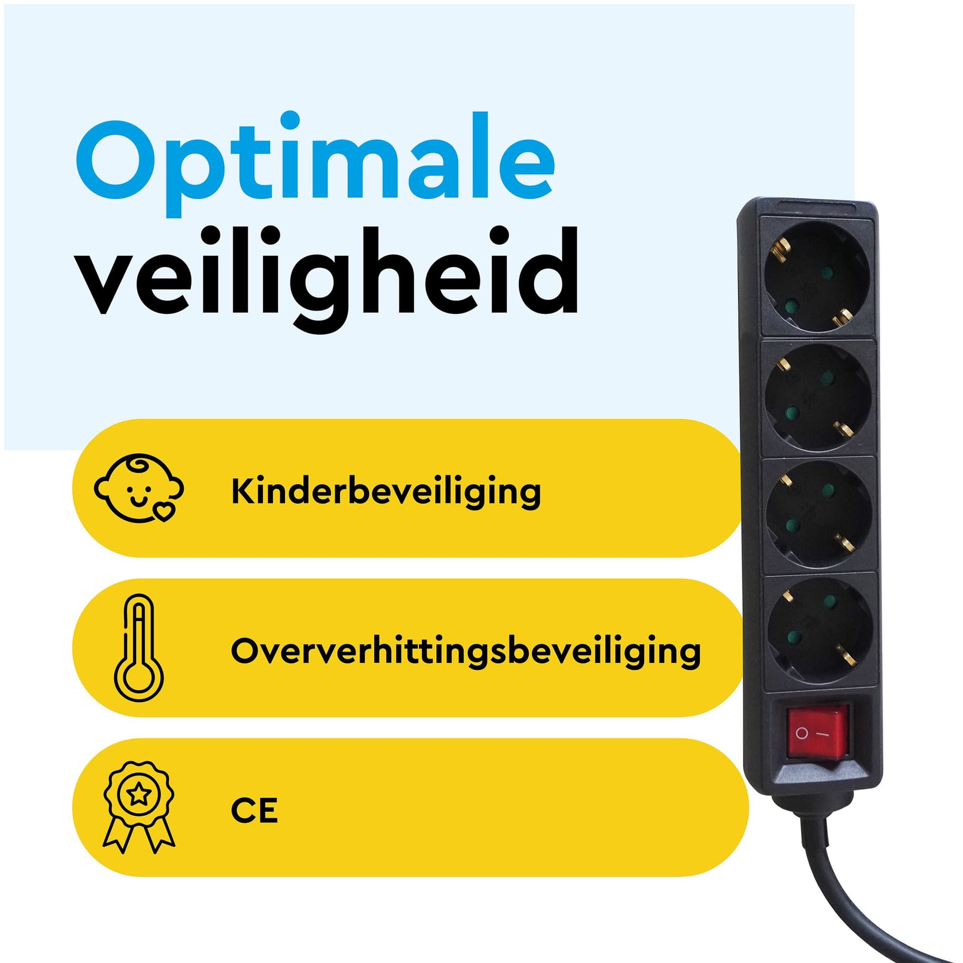 Stekkerdoos BRASQ 4 voudig 5 meter zwart 6