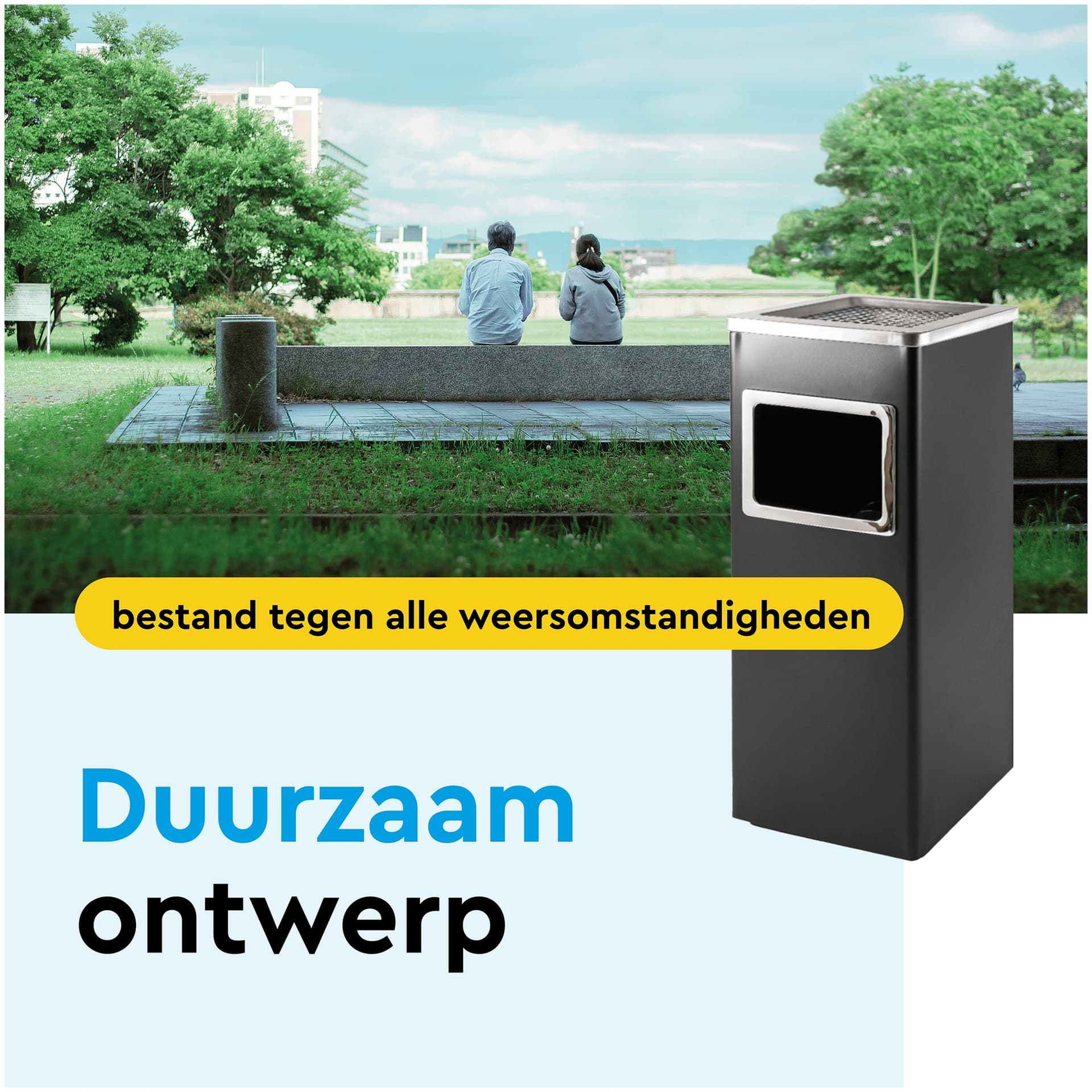 Afvalbak met asbak BRASQ 16 liter AT600 zwart 3