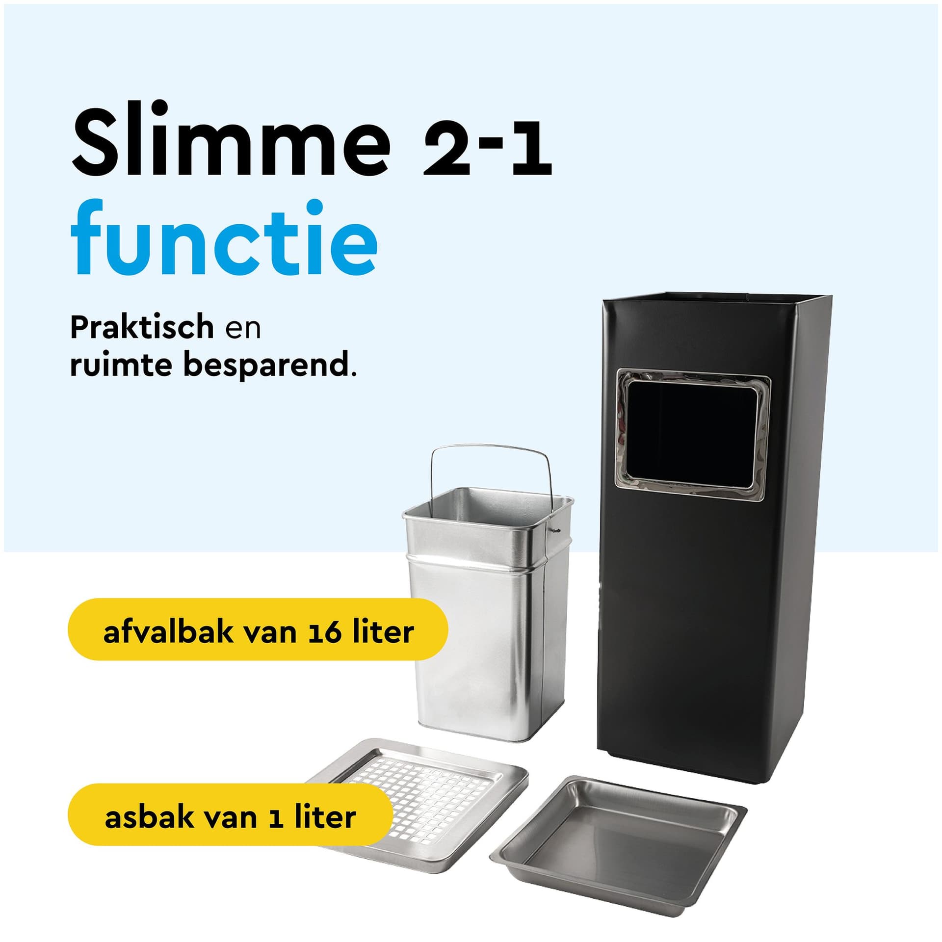 Afvalbak met asbak BRASQ 16 liter AT600 zwart 5