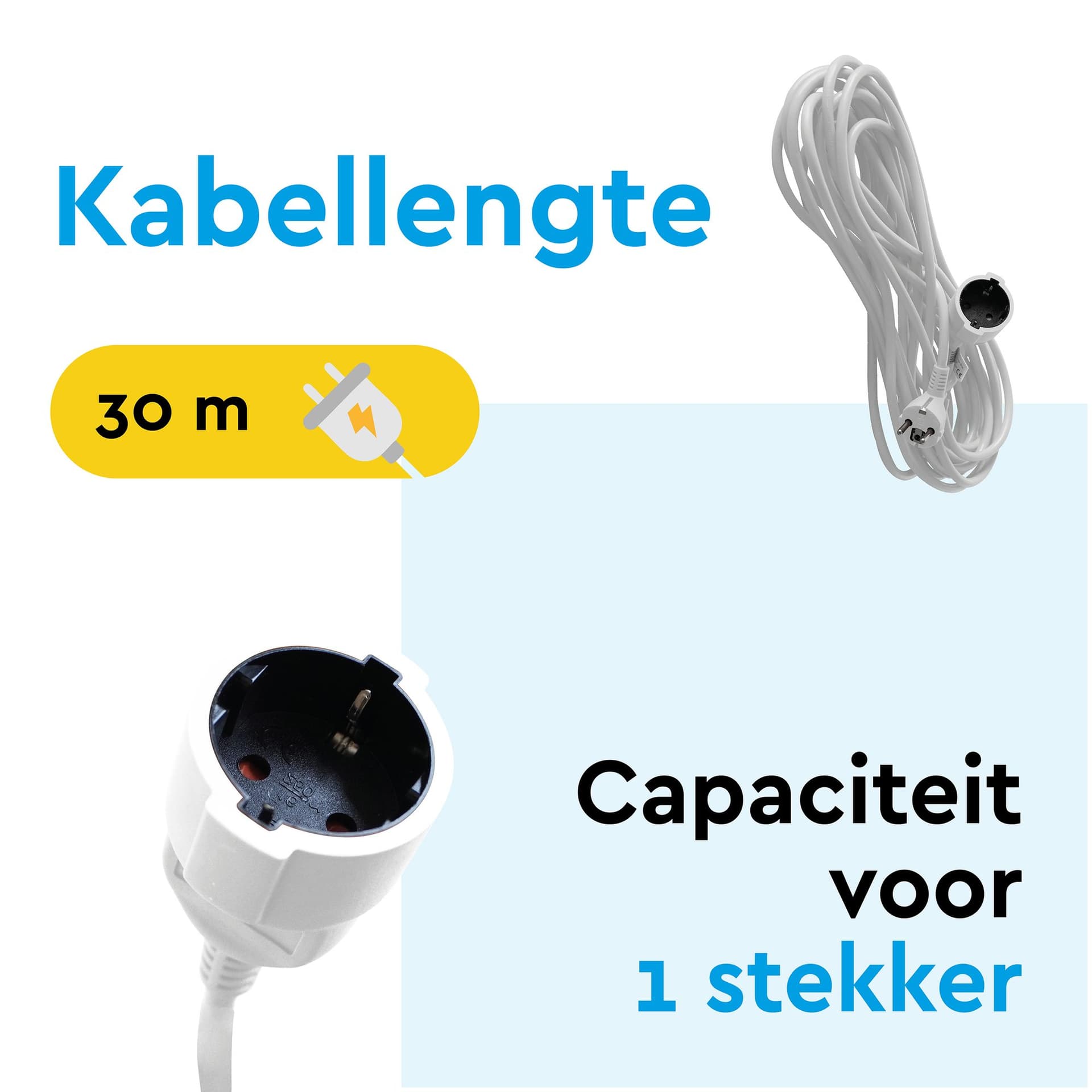 Verlengkabel BRASQ 30m wit 2