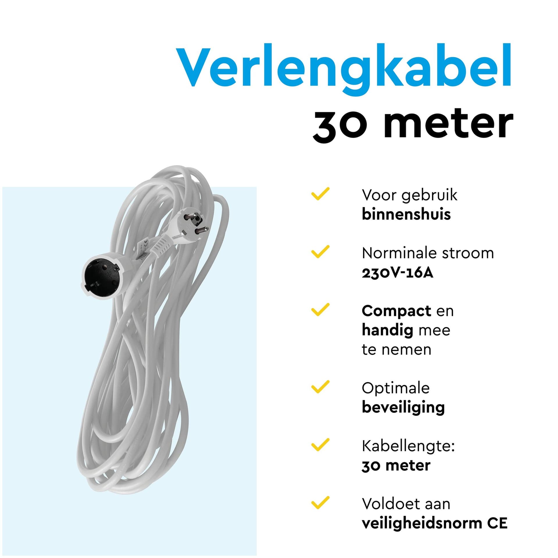 Verlengkabel BRASQ 30m wit 4