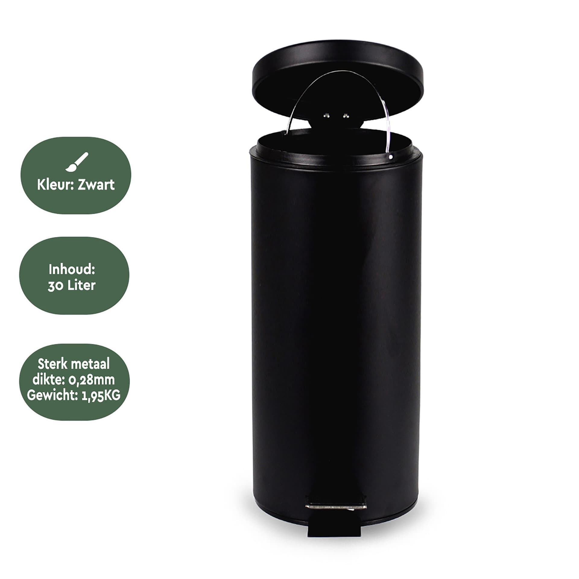 Pedaalemmer BRASQ 30 liter zwart 3